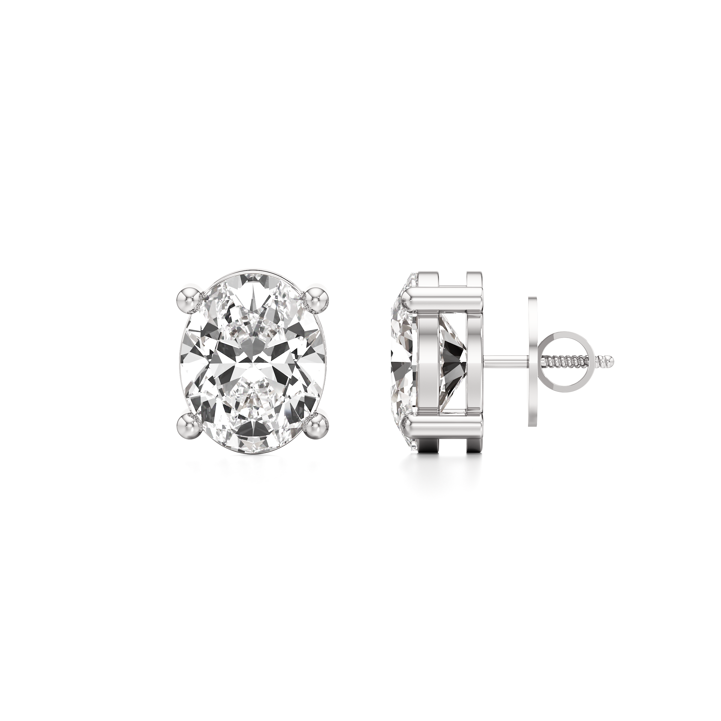 Oval Solitaire Stud Earrings