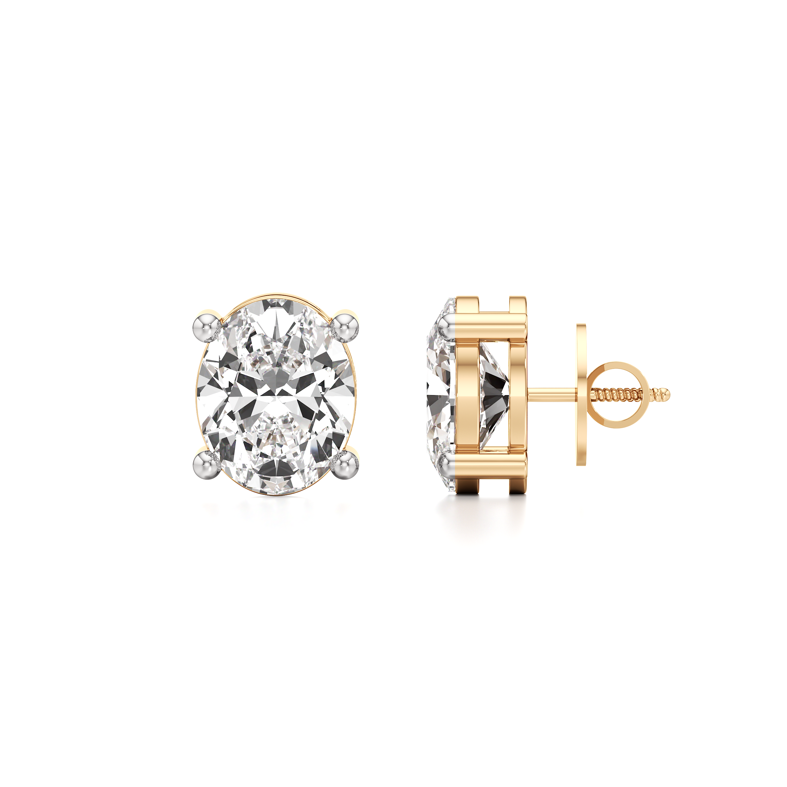 Oval Solitaire Stud Earrings