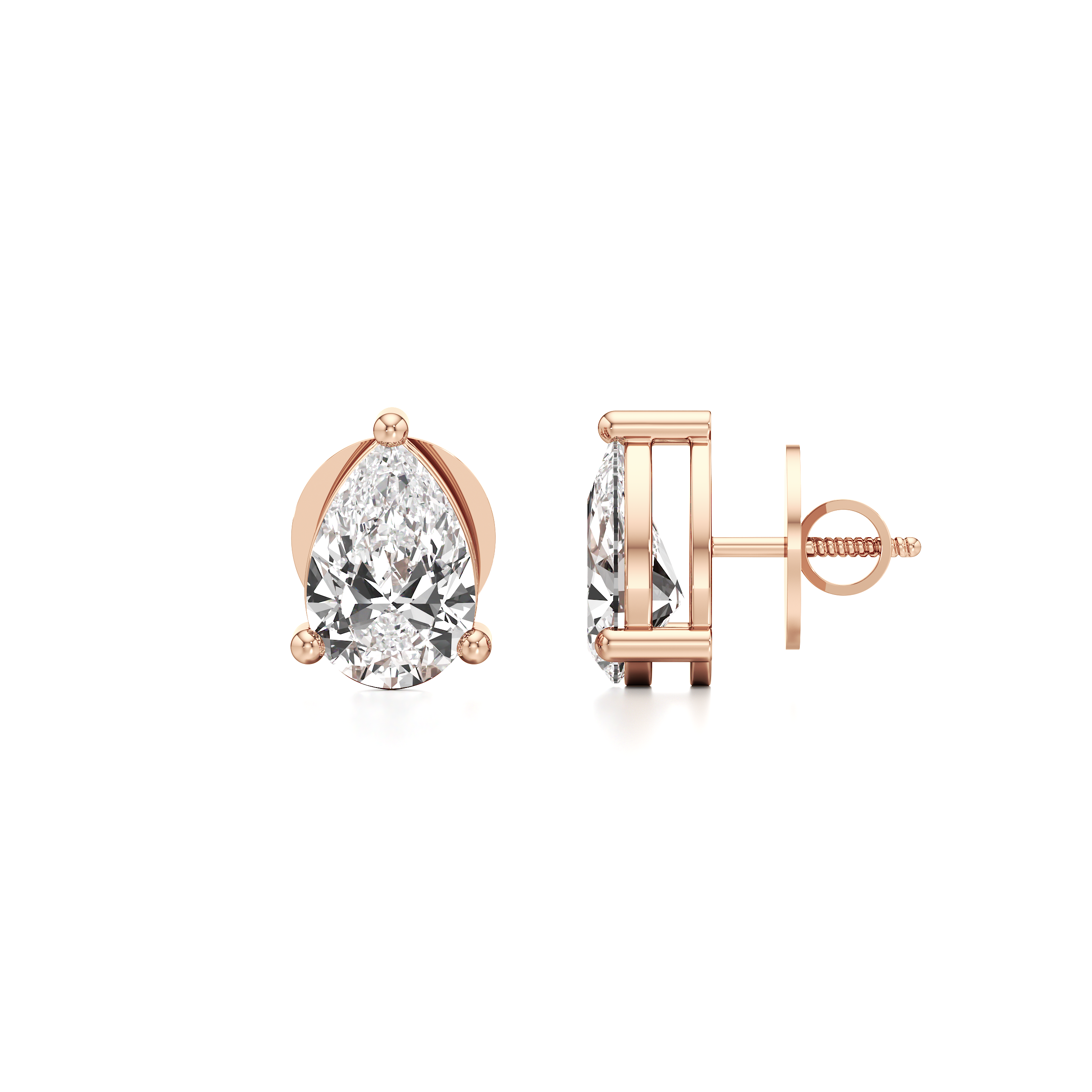 Pear Solitaire Stud Earrings