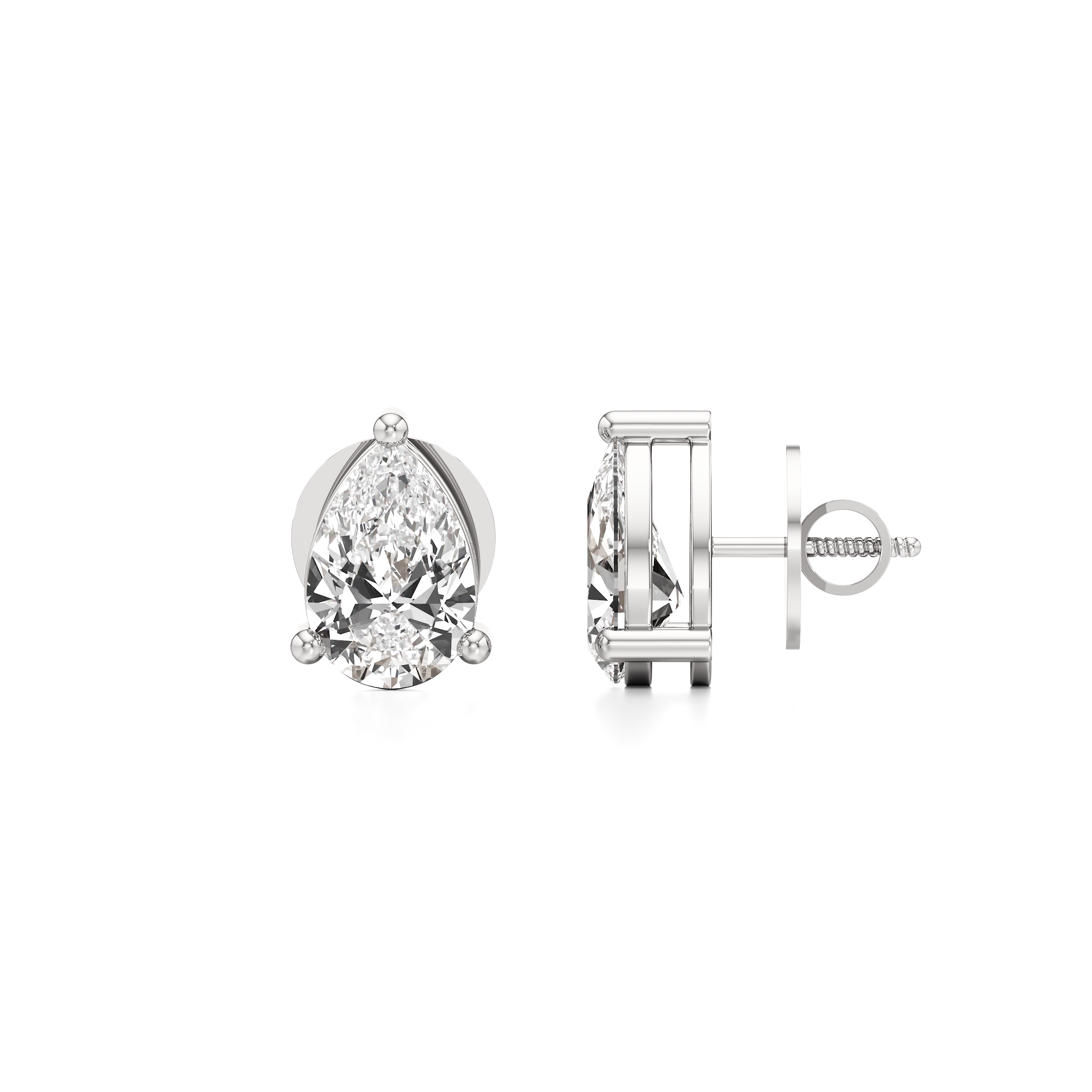 Pear Solitaire Stud Earrings