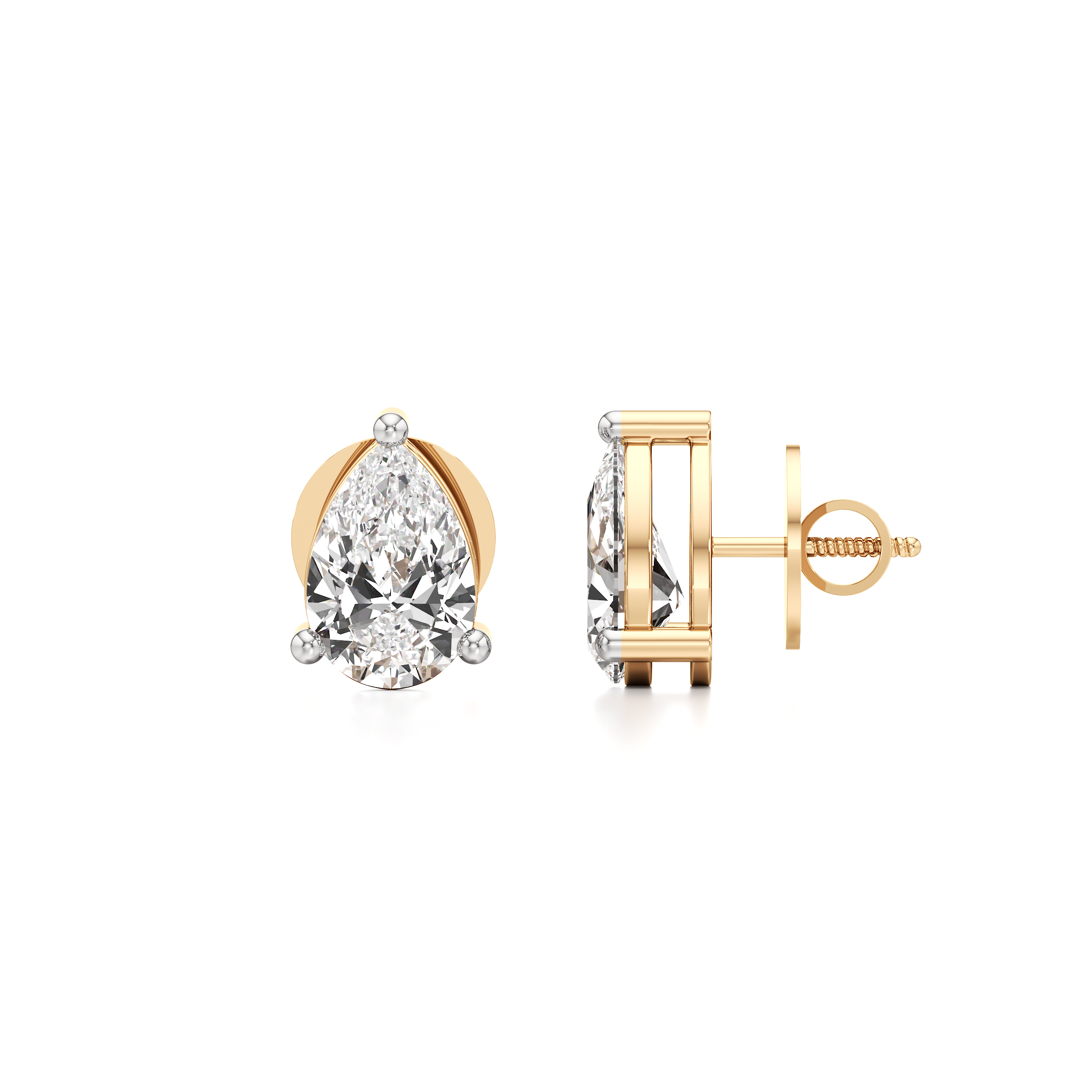 Pear Solitaire Stud Earrings