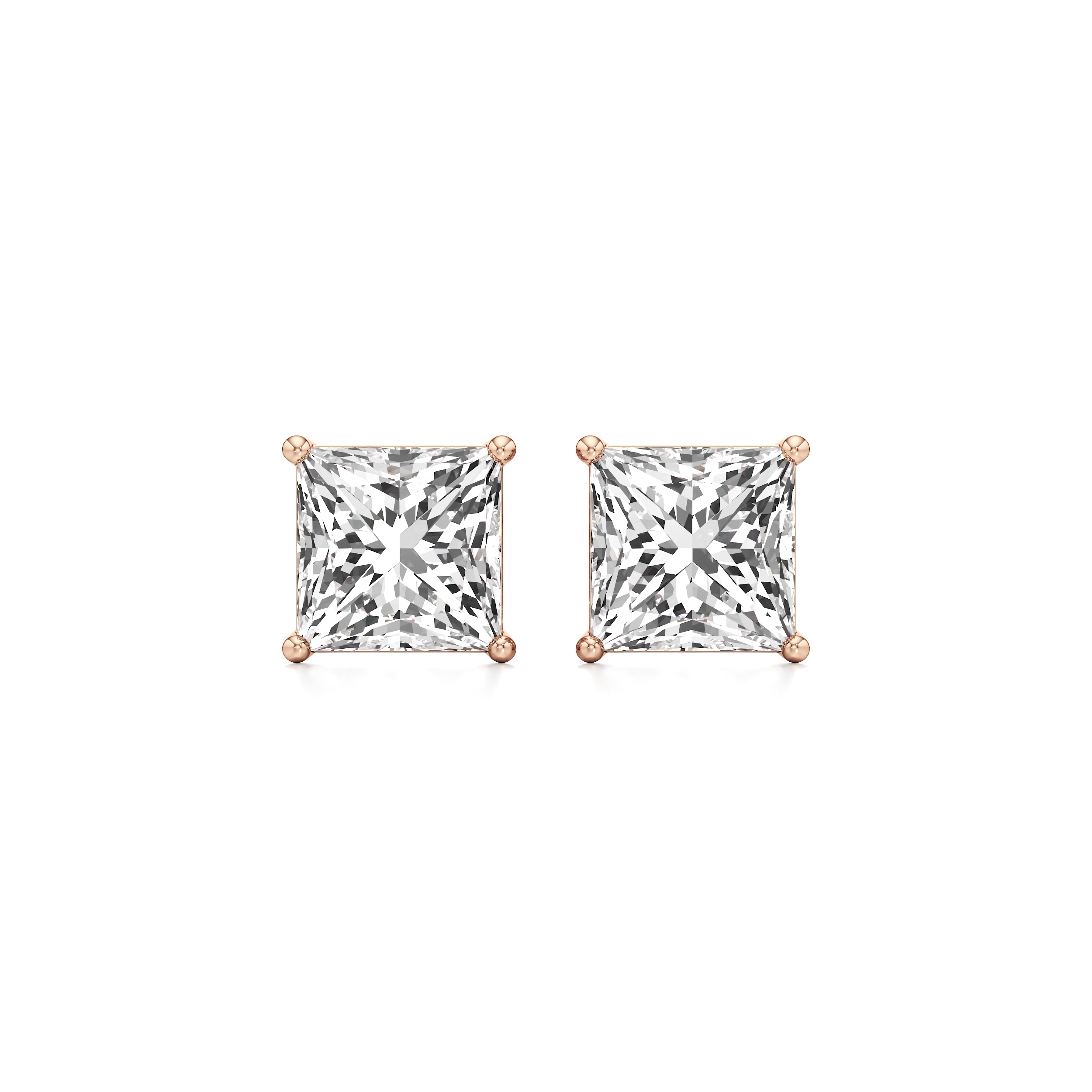 Princess Solitaire Stud Earrings
