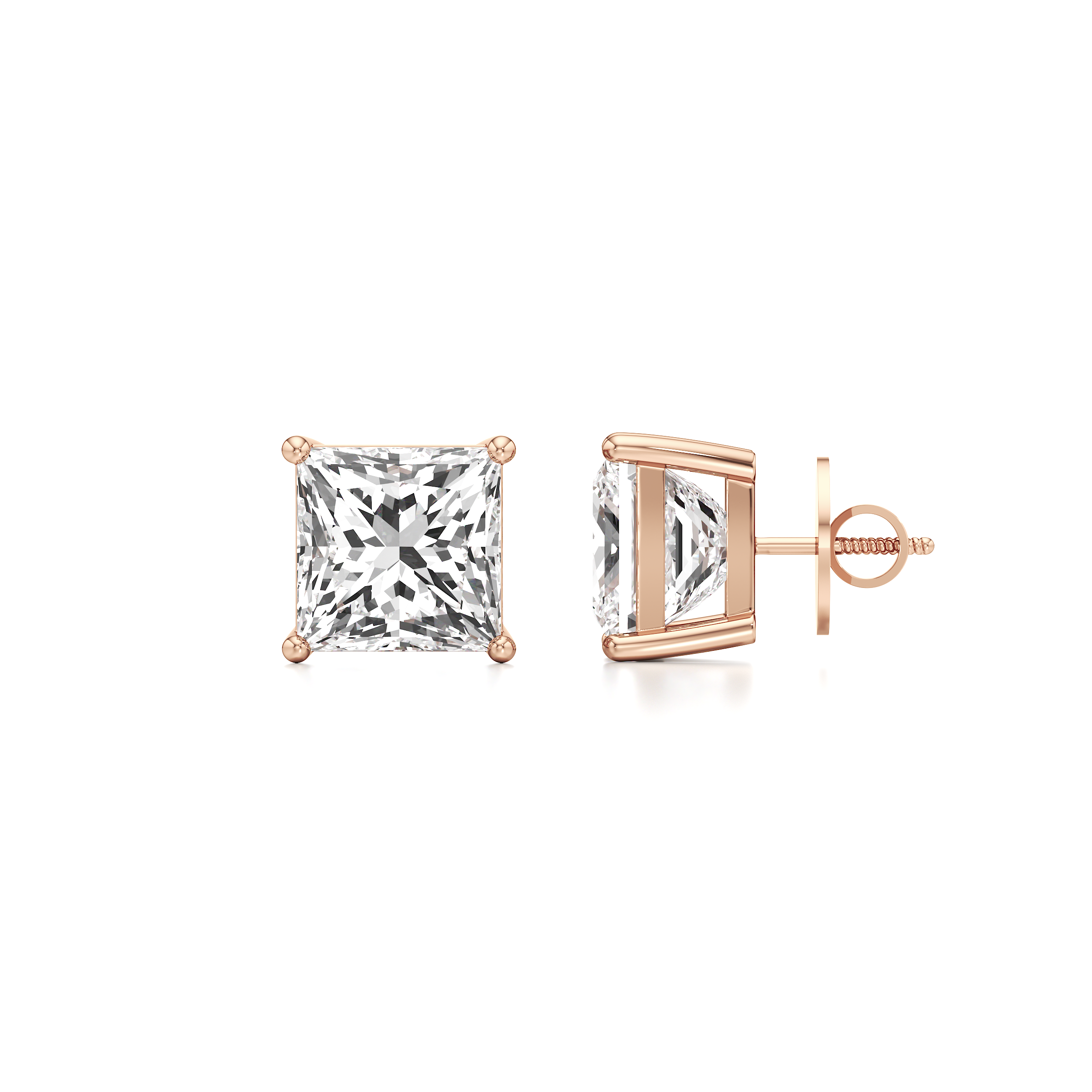 Princess Solitaire Stud Earrings