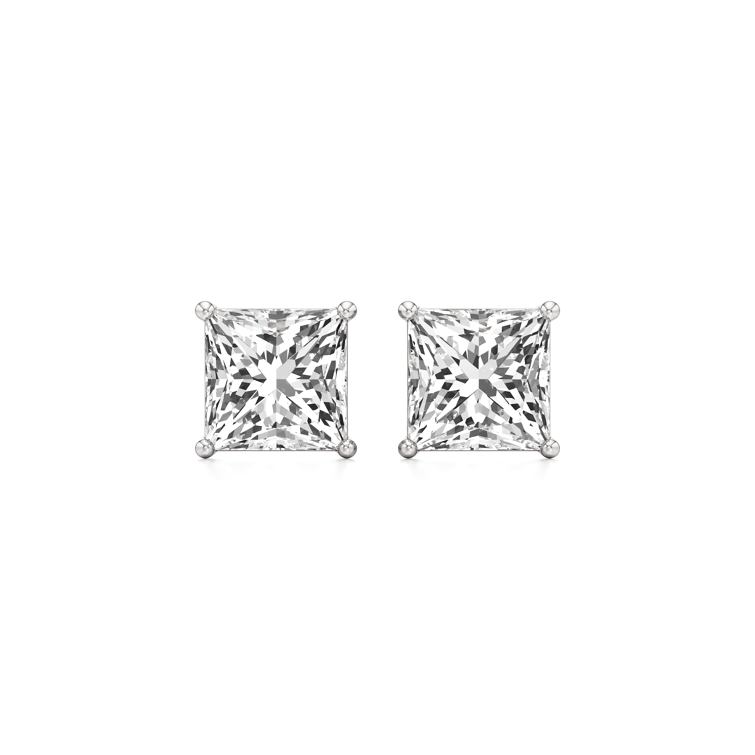 Princess Solitaire Stud Earrings