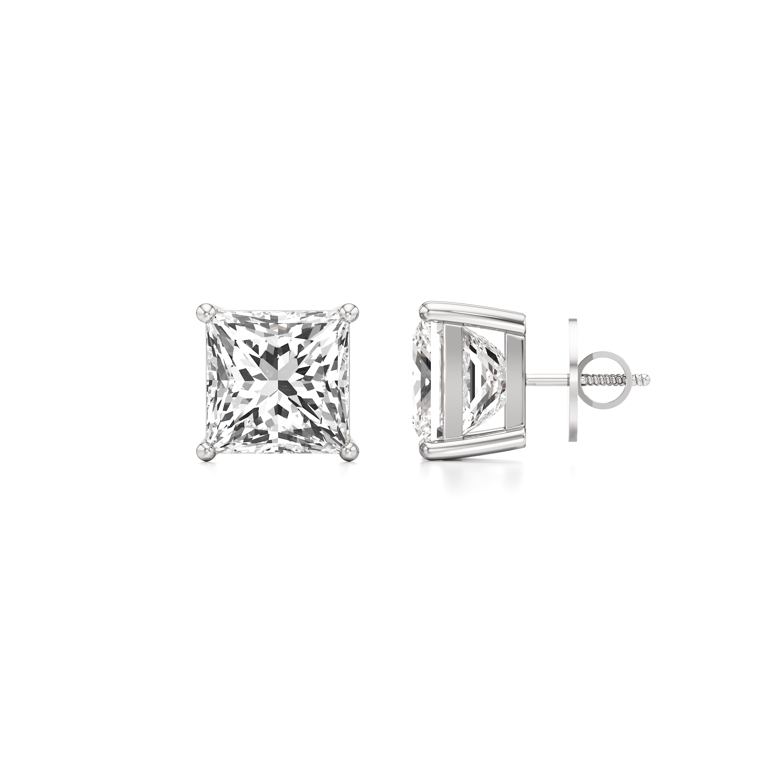 Princess Solitaire Stud Earrings