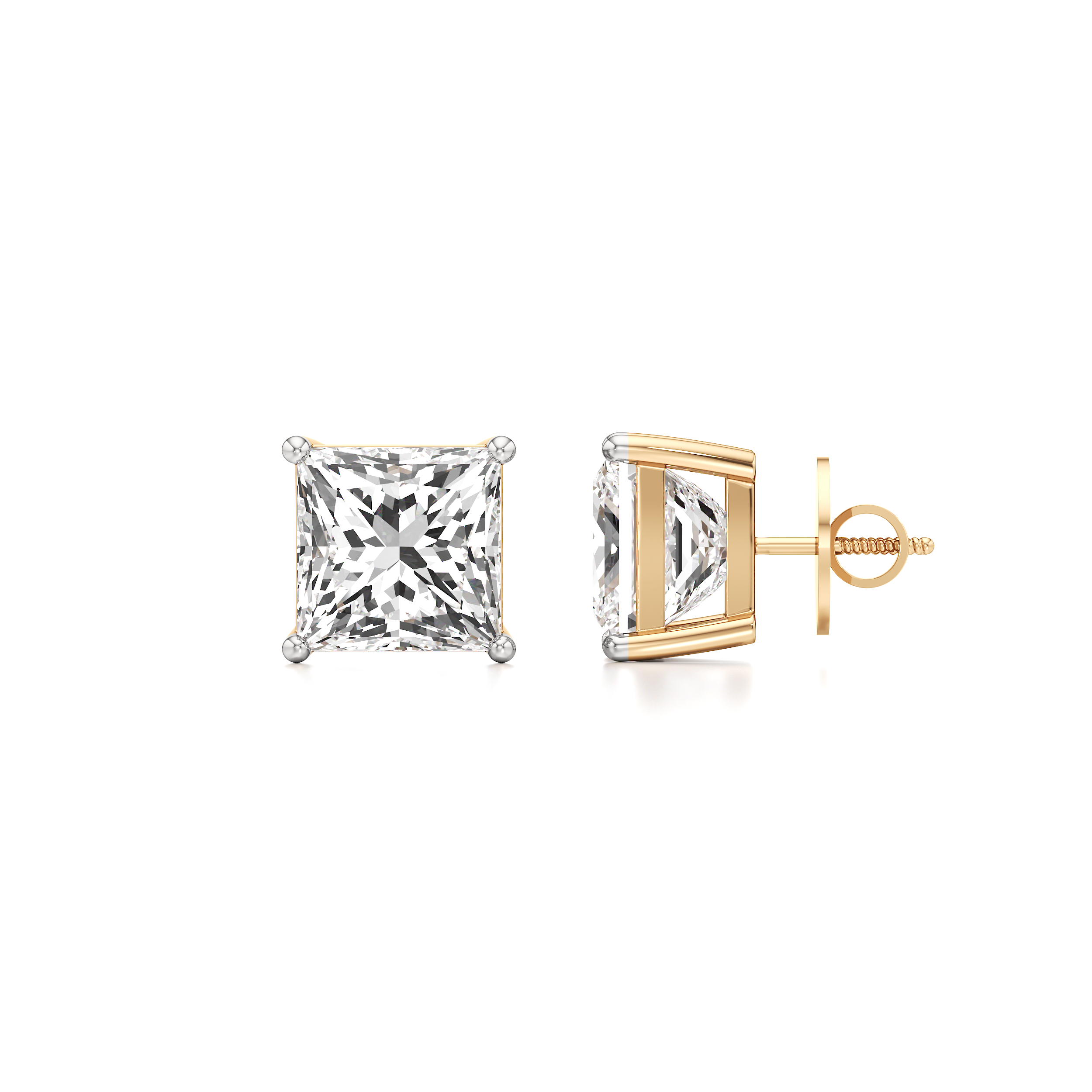 Princess Solitaire Stud Earrings