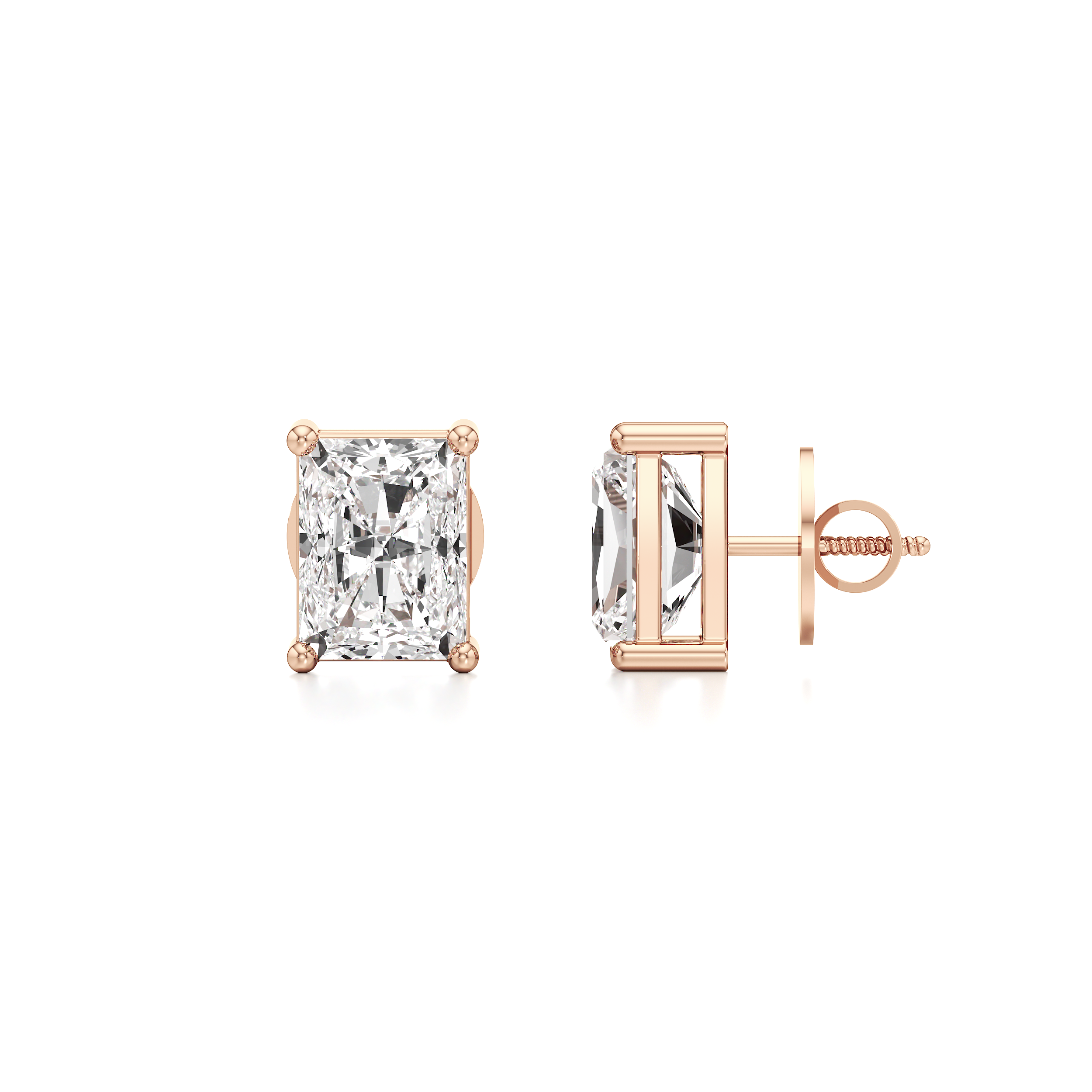 Radiant Solitaire Stud Earrings
