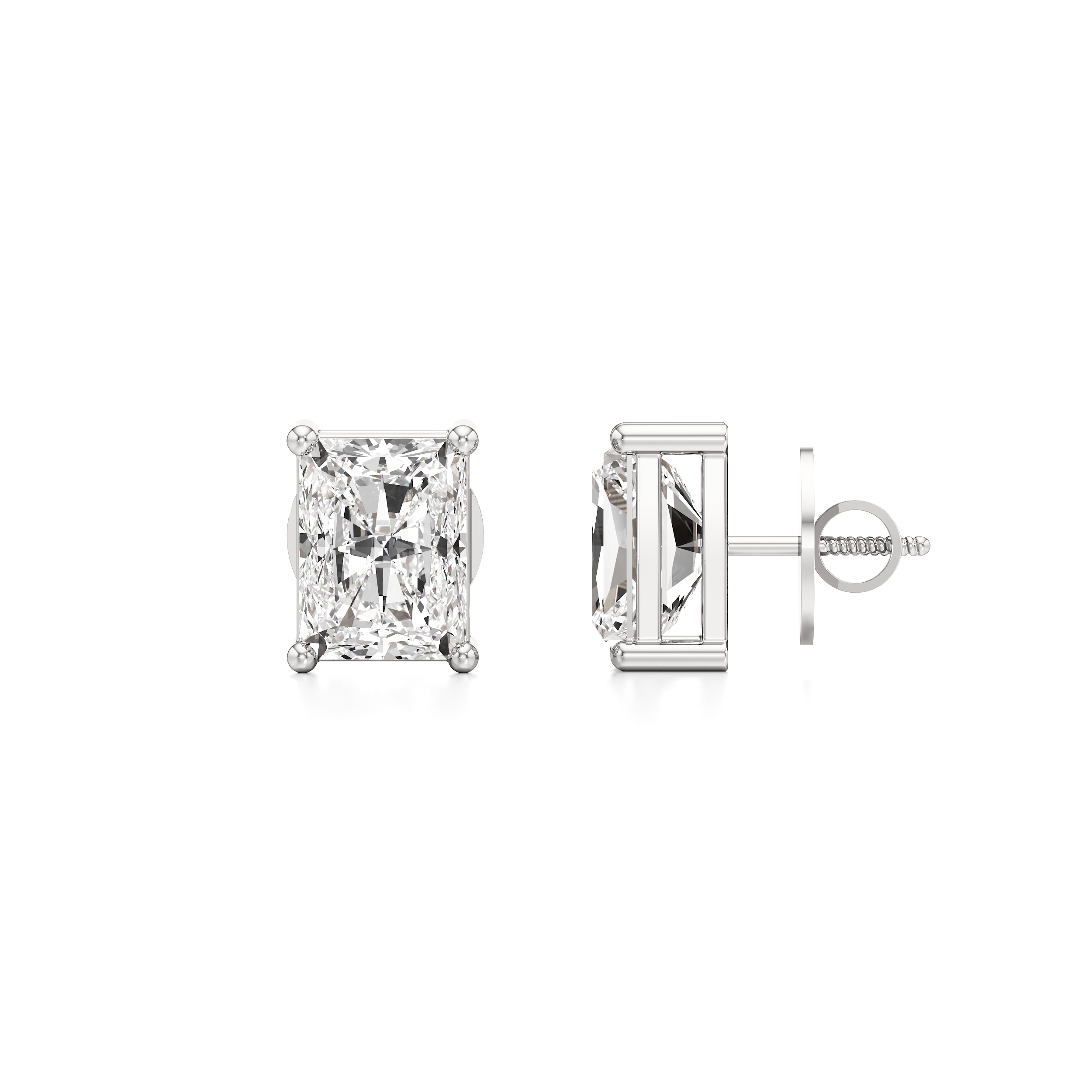 Radiant Solitaire Stud Earrings