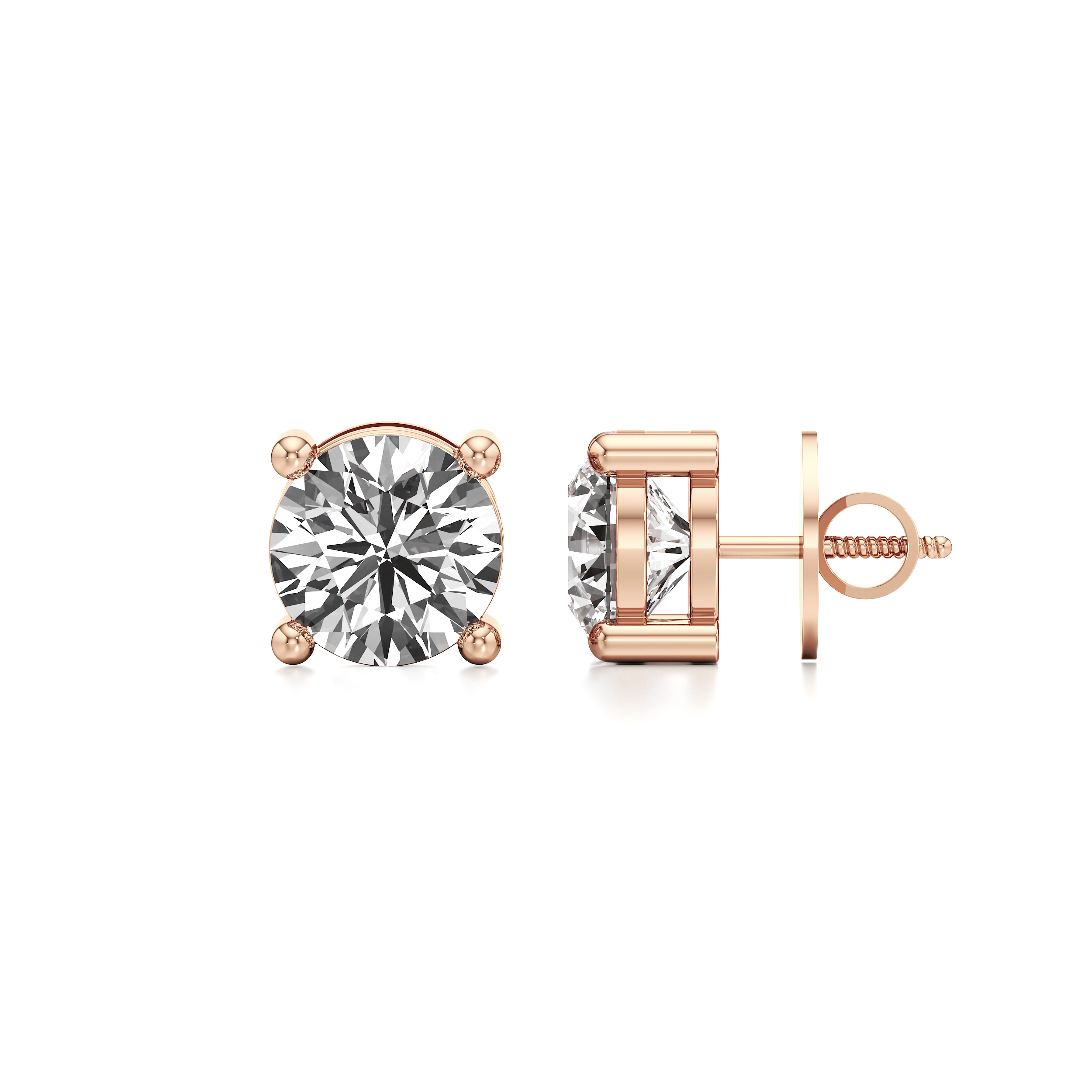Round Solitaire Stud Earrings