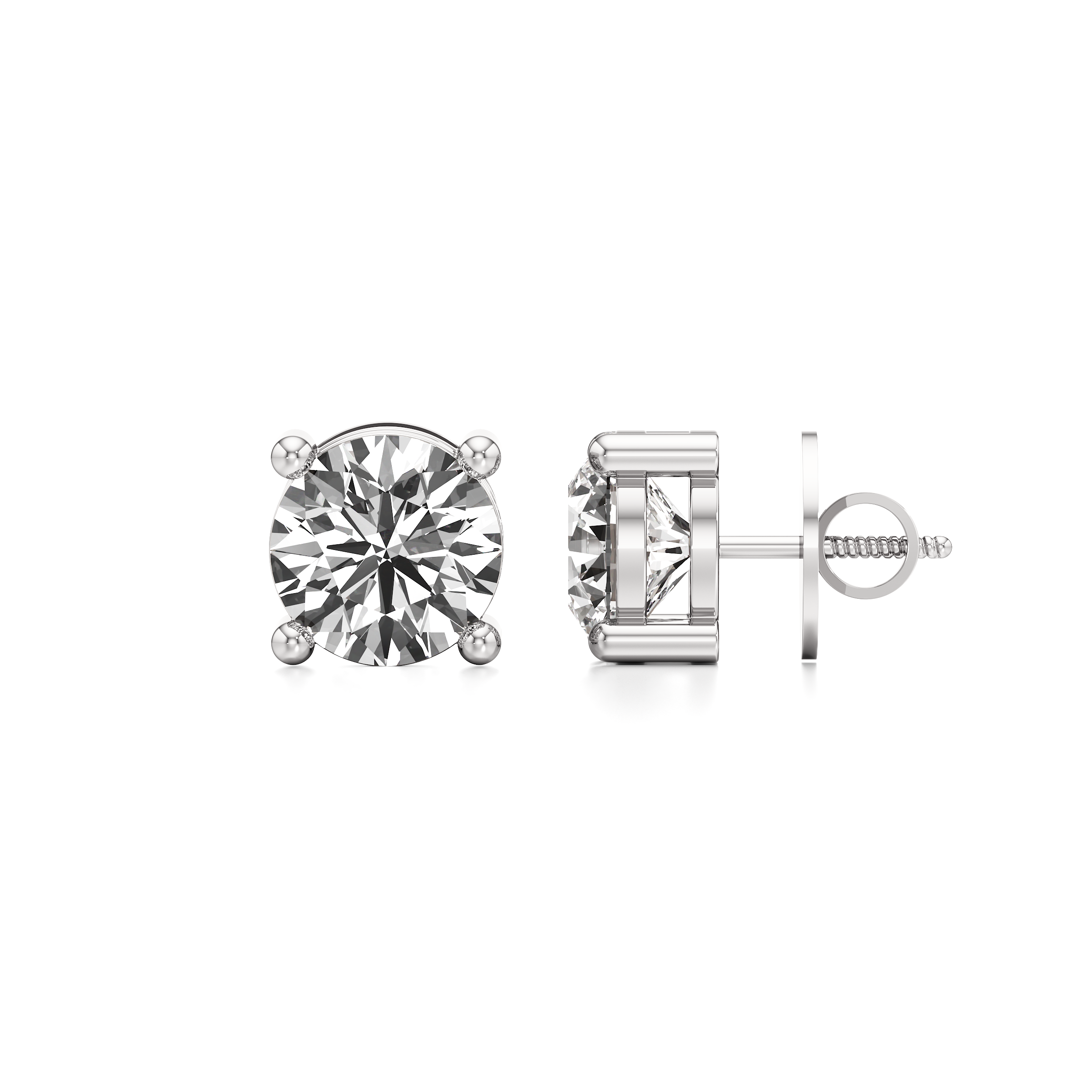 Round Solitaire Stud Earrings