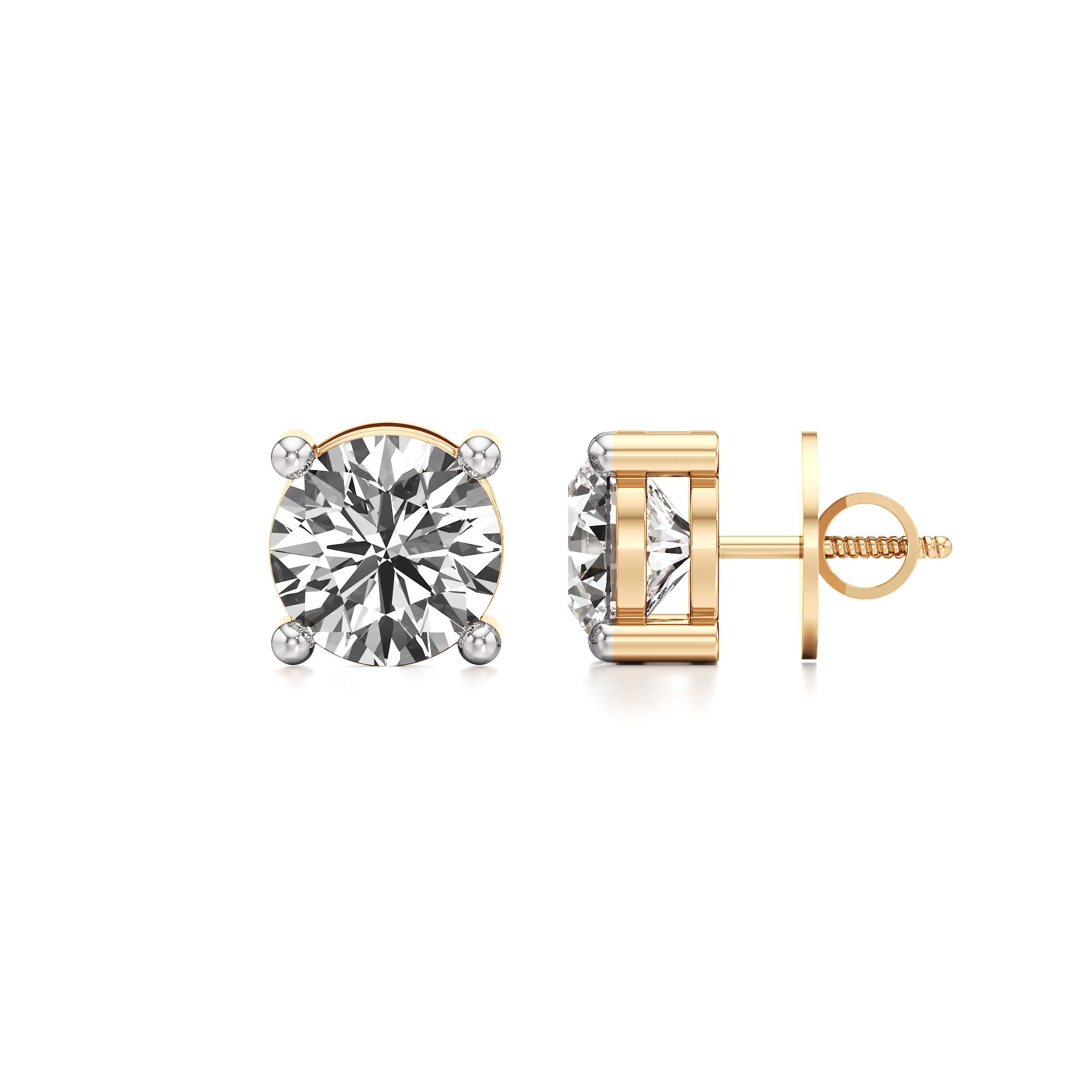 Round Solitaire Stud Earrings