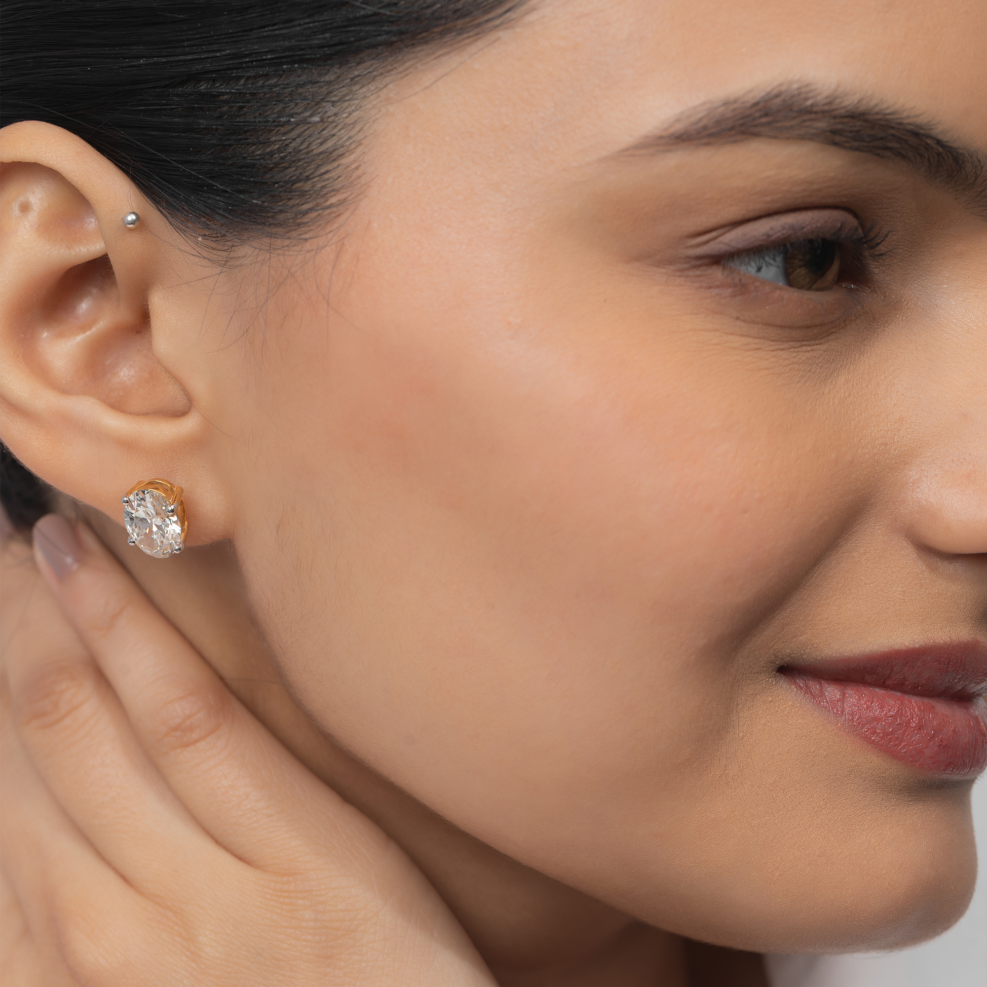 Oval Solitaire Stud Earrings