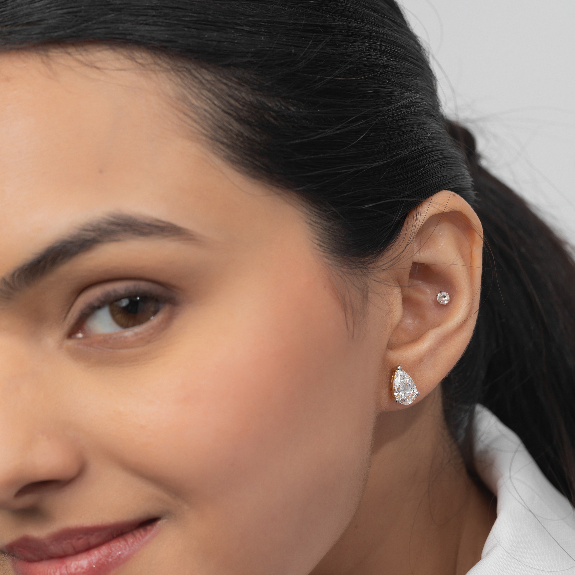 Pear Solitaire Stud Earrings