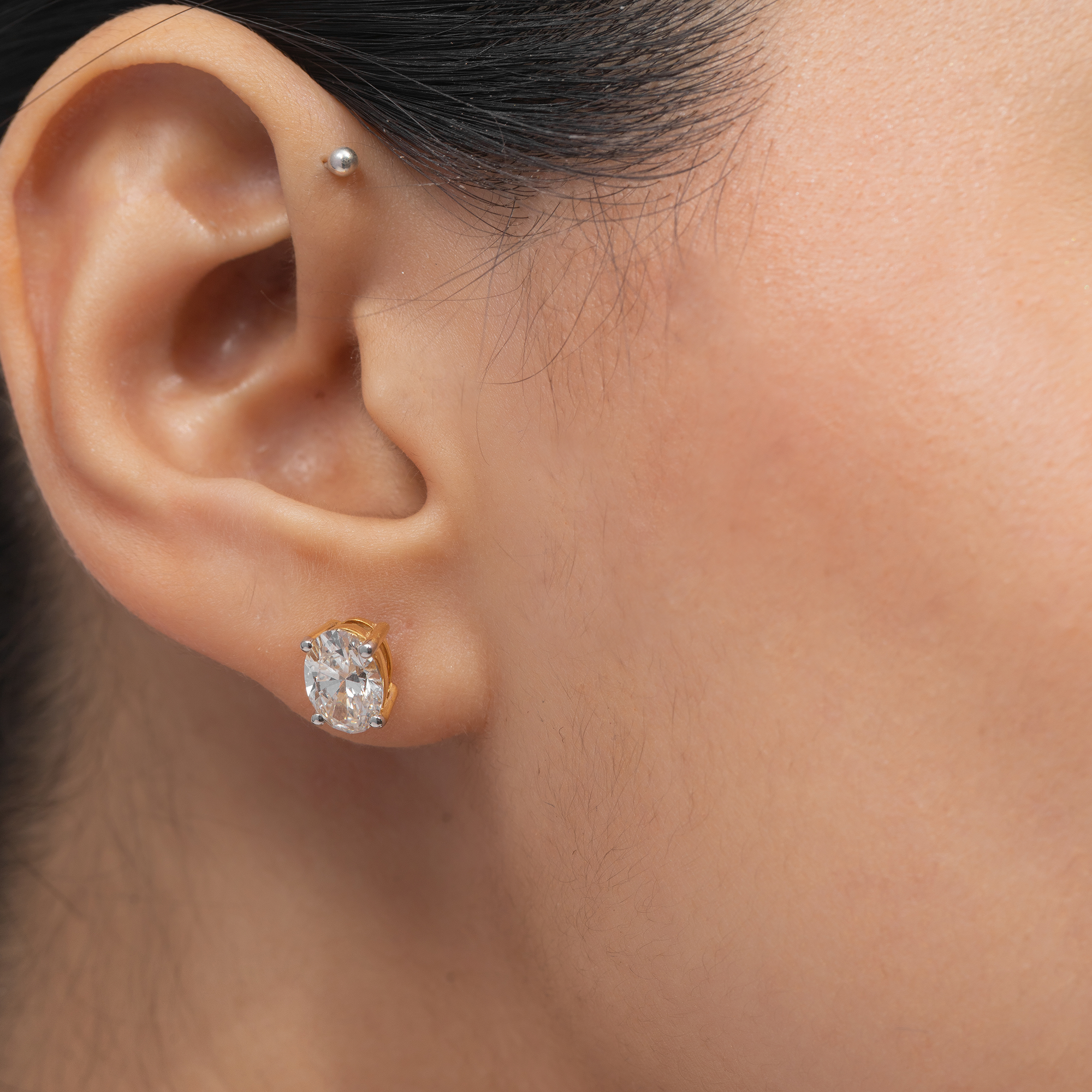 Oval Solitaire Stud Earrings