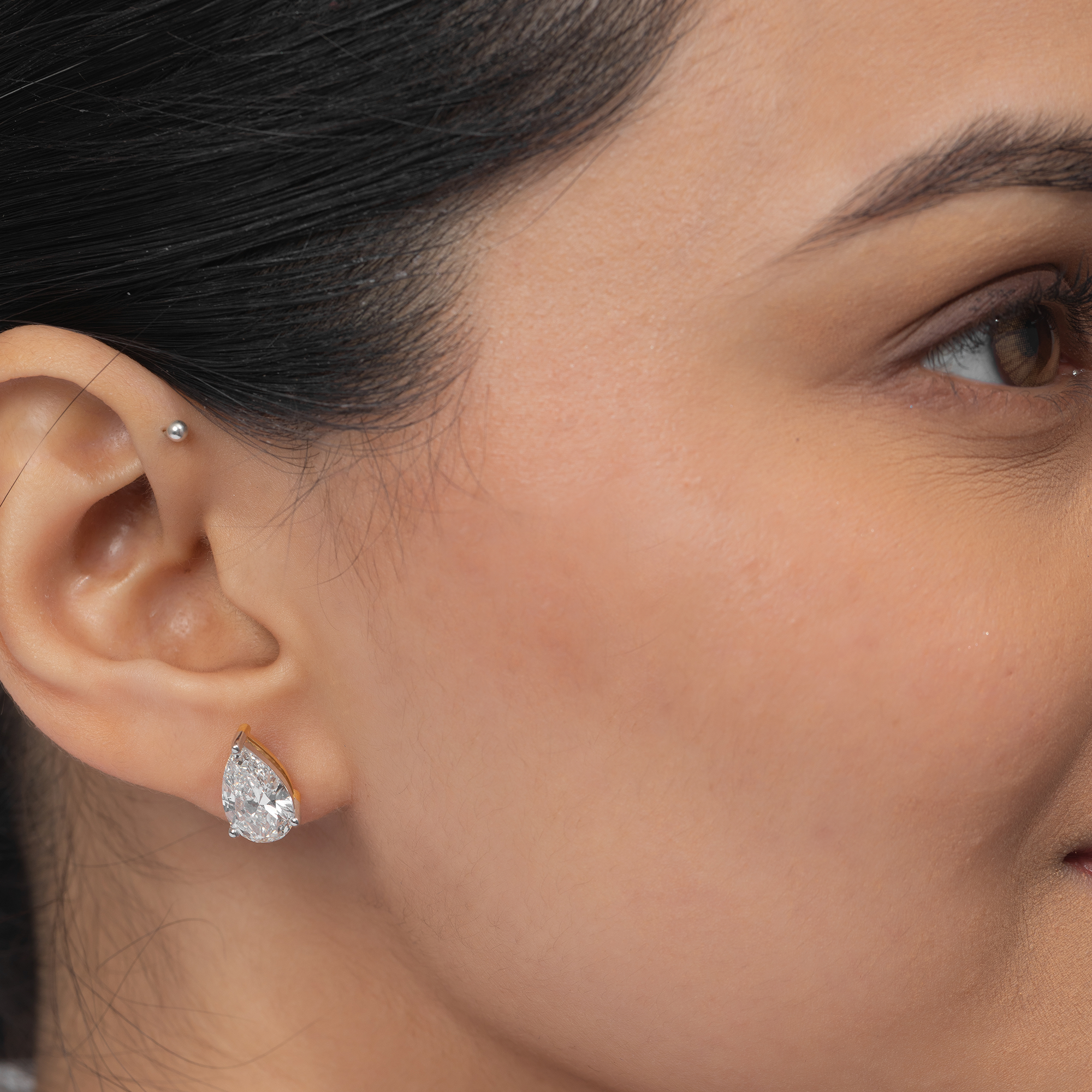 Pear Solitaire Stud Earrings