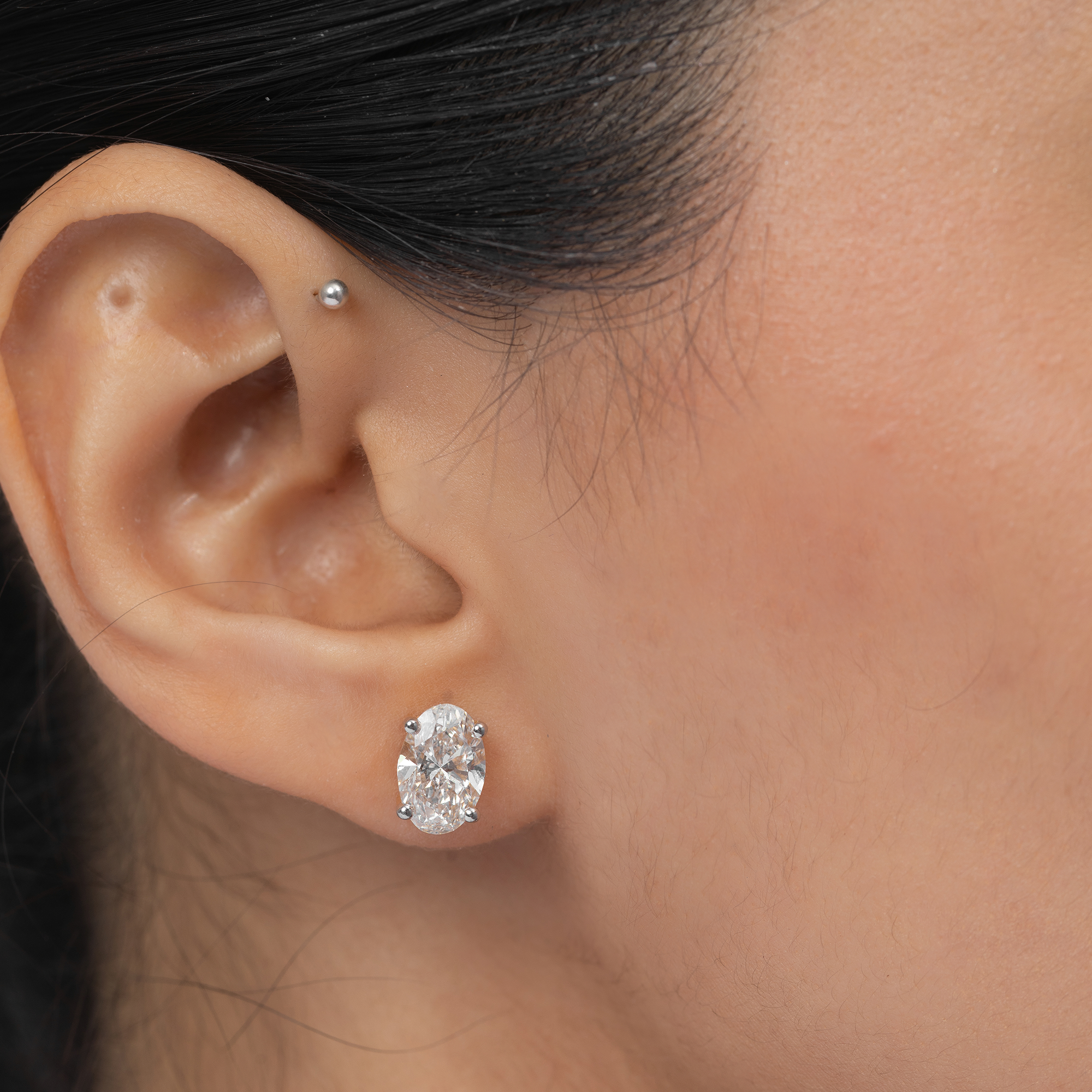 Oval Solitaire Stud Earrings