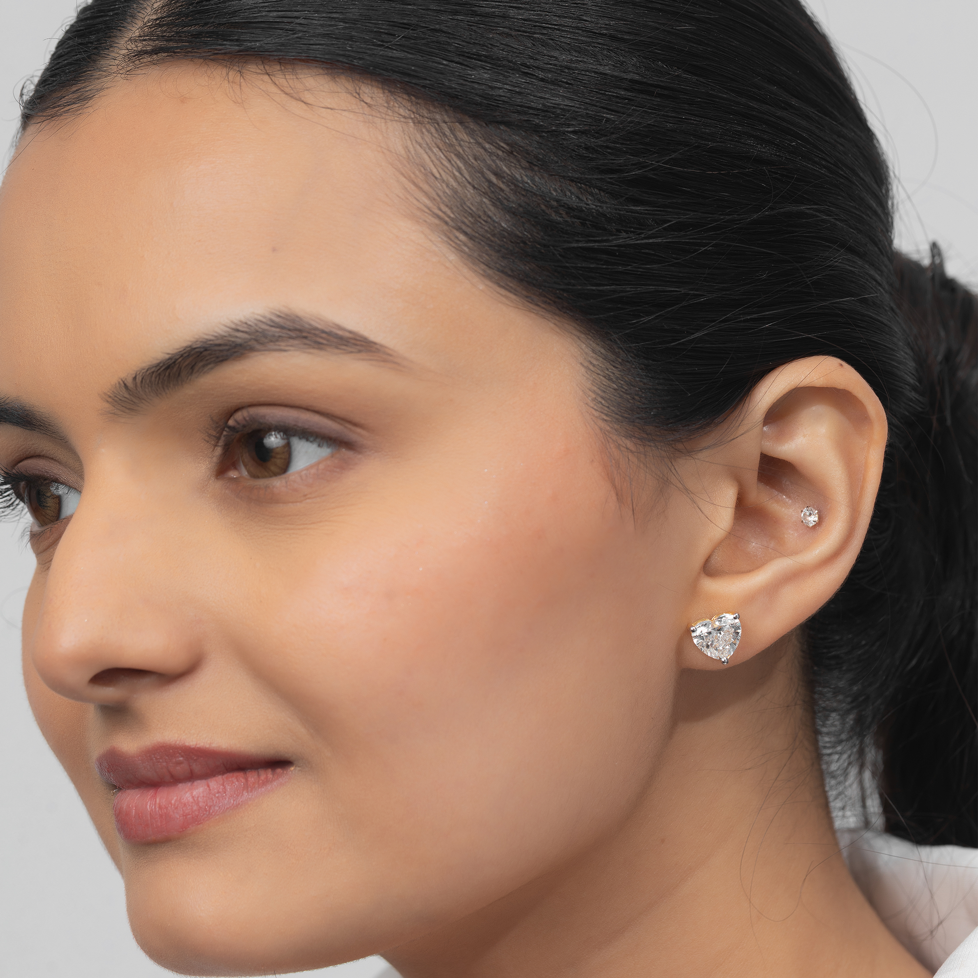Heart Solitaire Stud Earrings