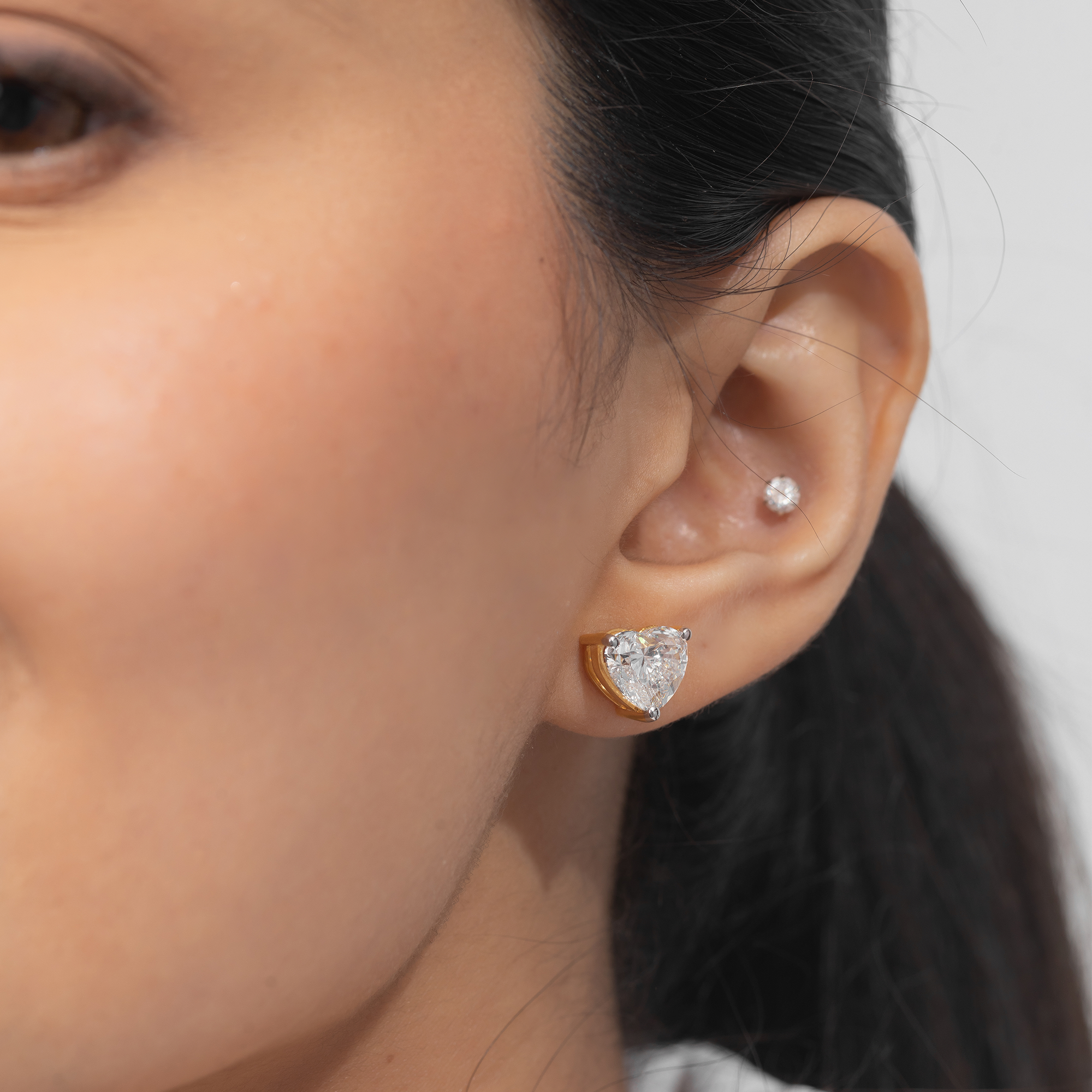 Heart Solitaire Stud Earrings