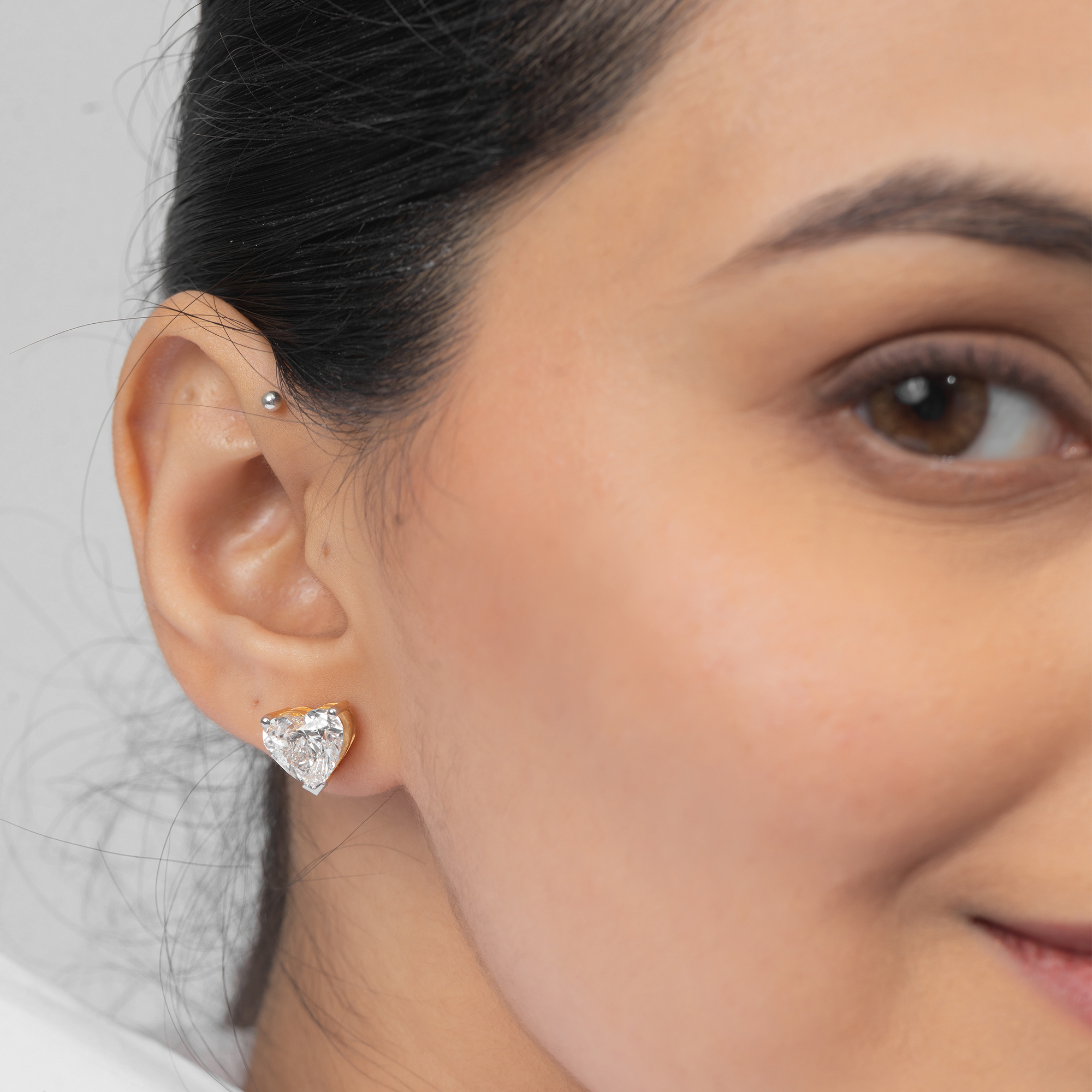 Heart Solitaire Stud Earrings