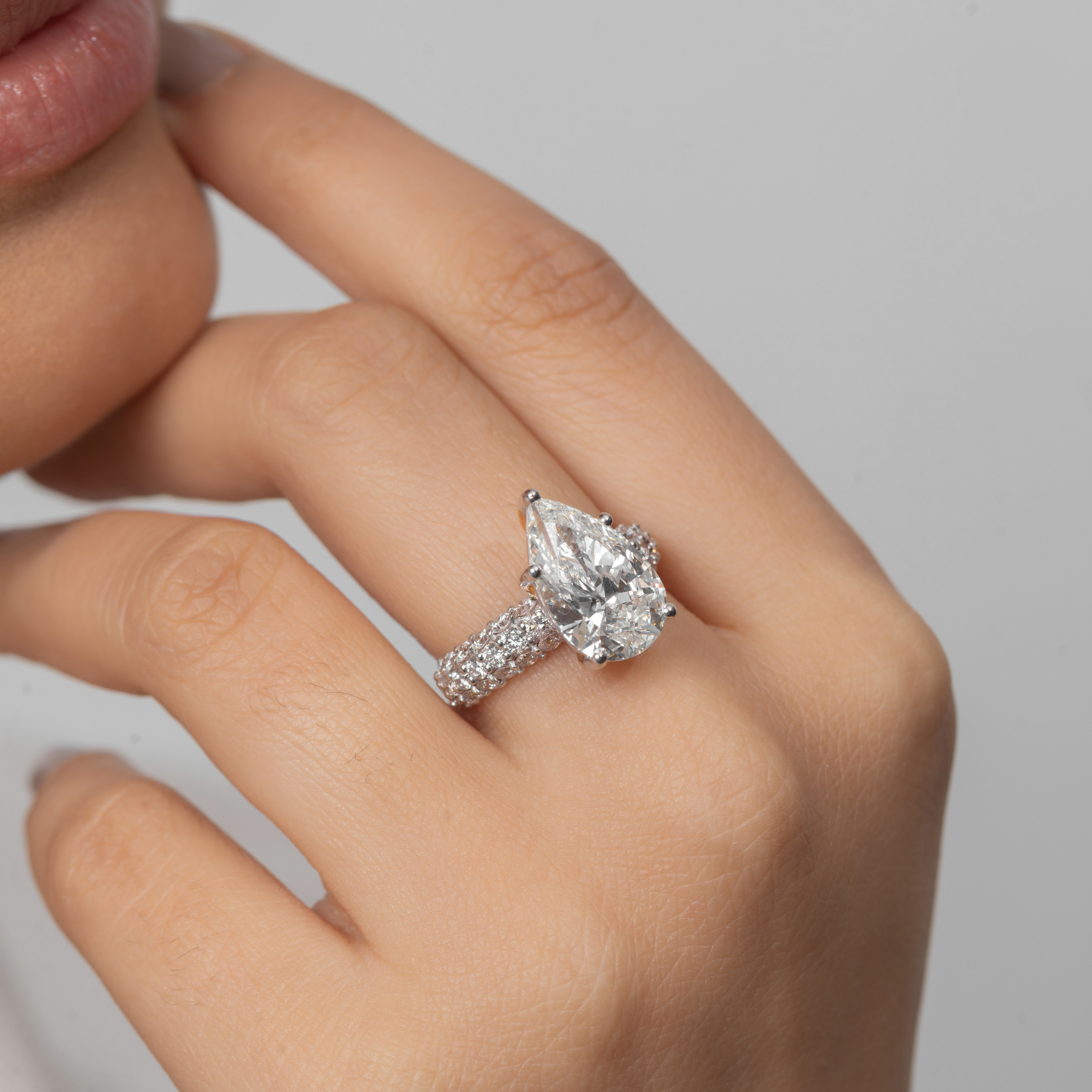 Bedazzled Solitaire Pear Ring