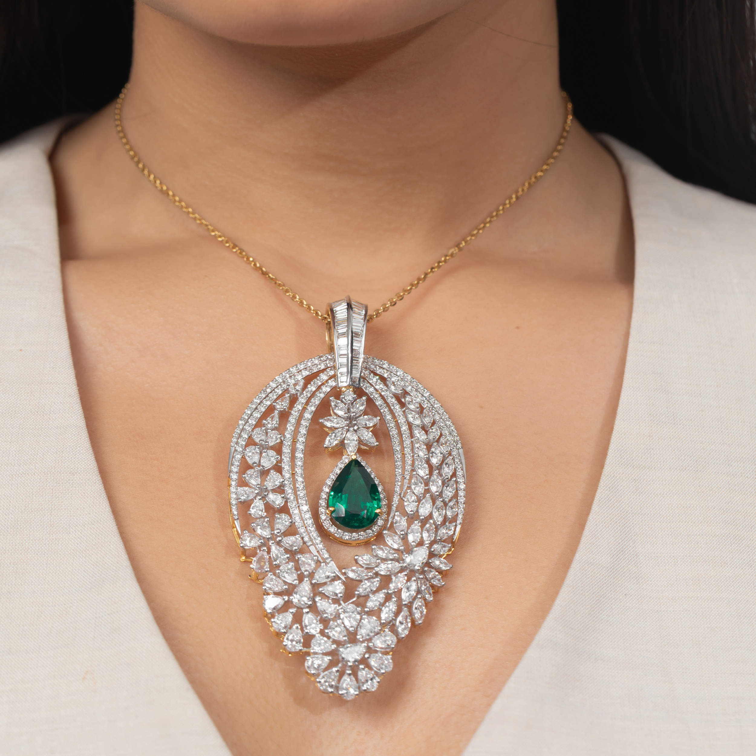 Emerald Drop Empress Pendant