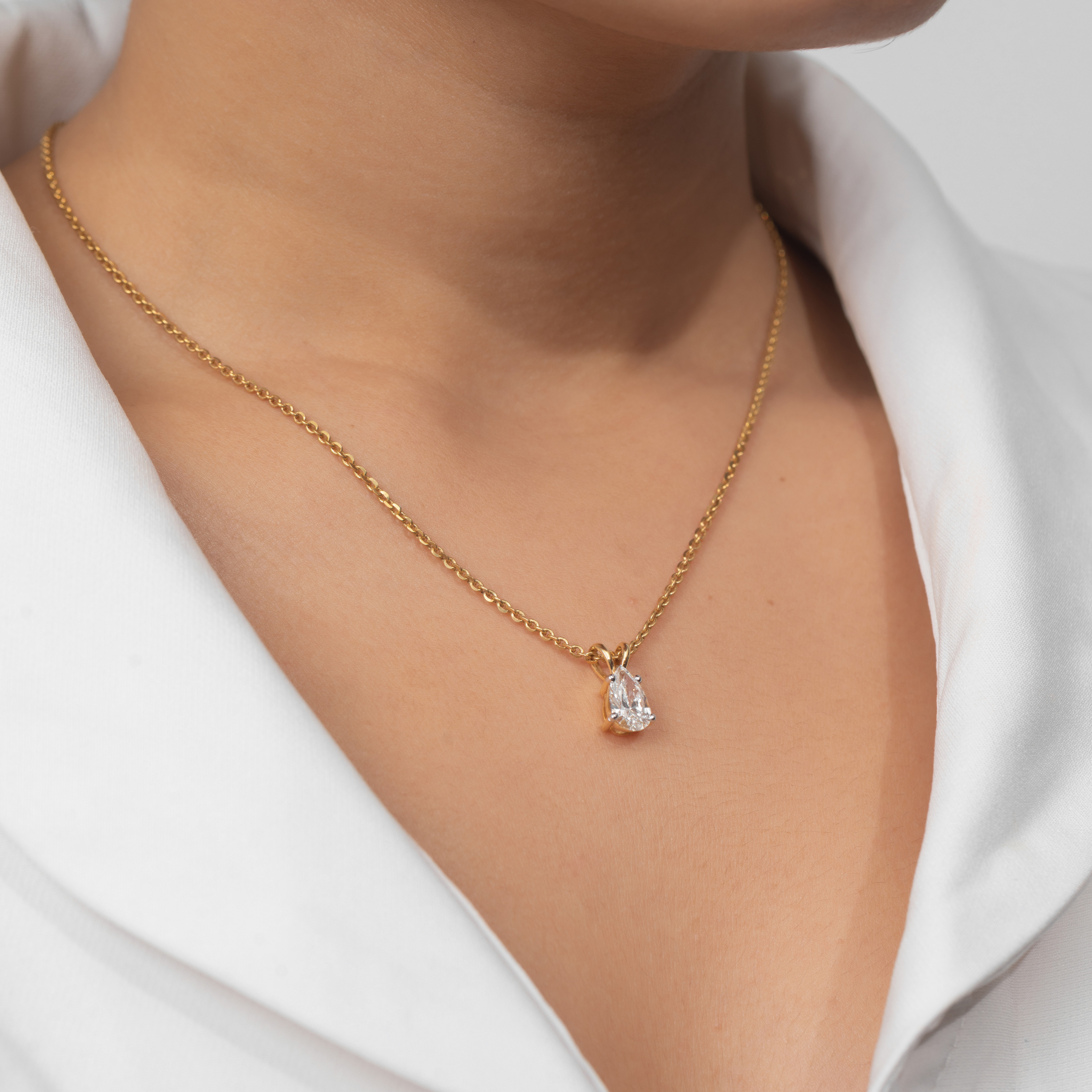 Pear Solitaire Pendant