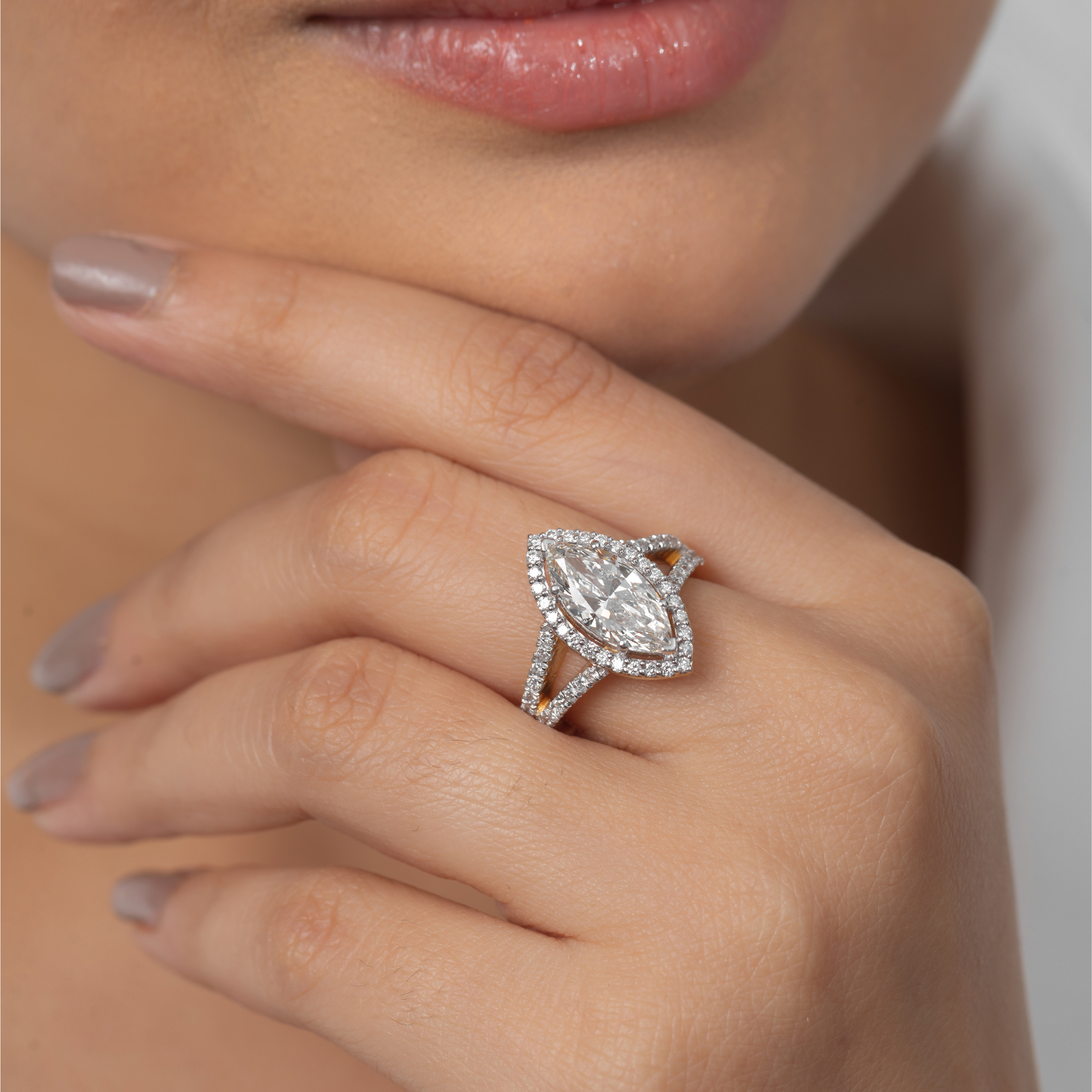 Open Marquise Halo Ring