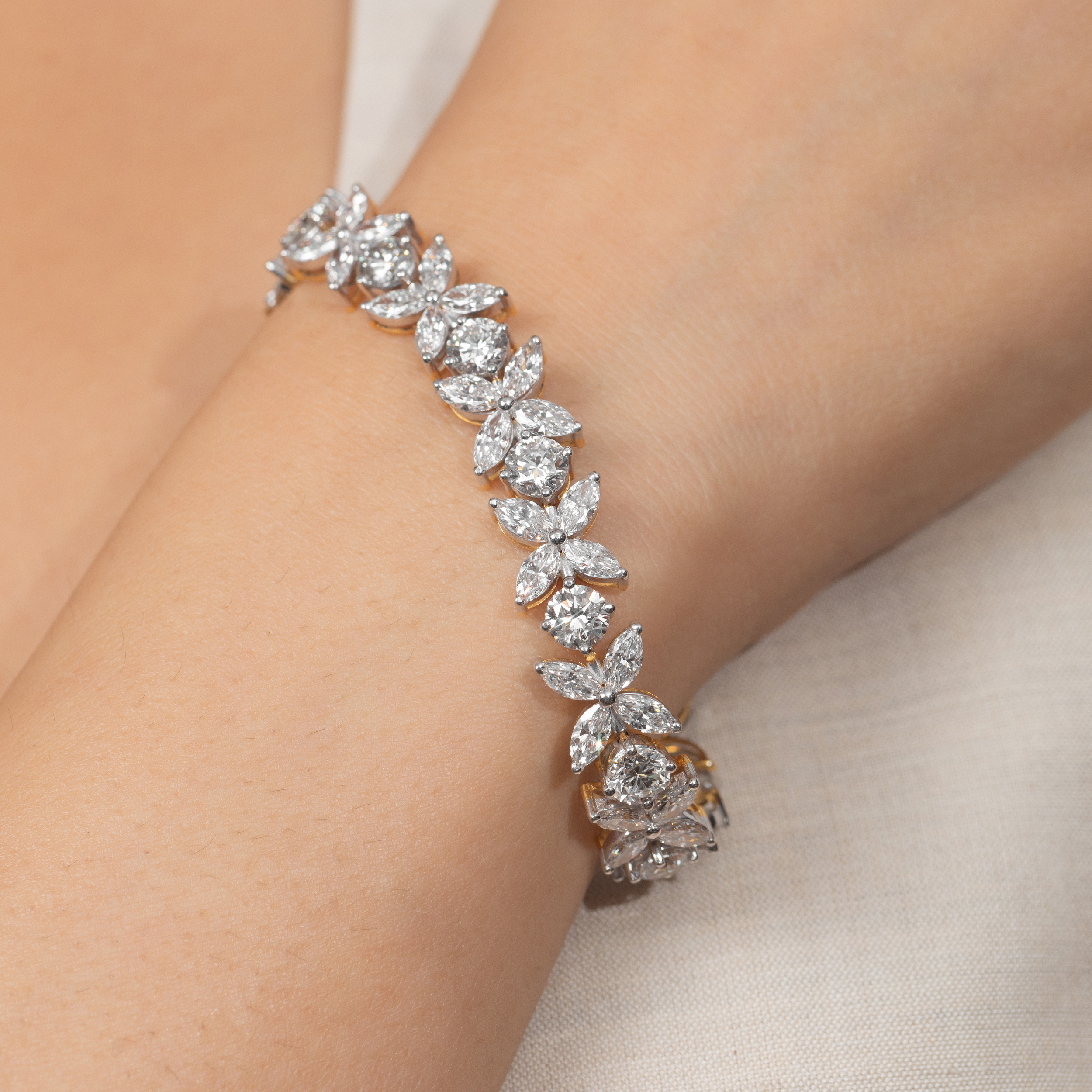 Flower Round Marquise Tennis Bracelet