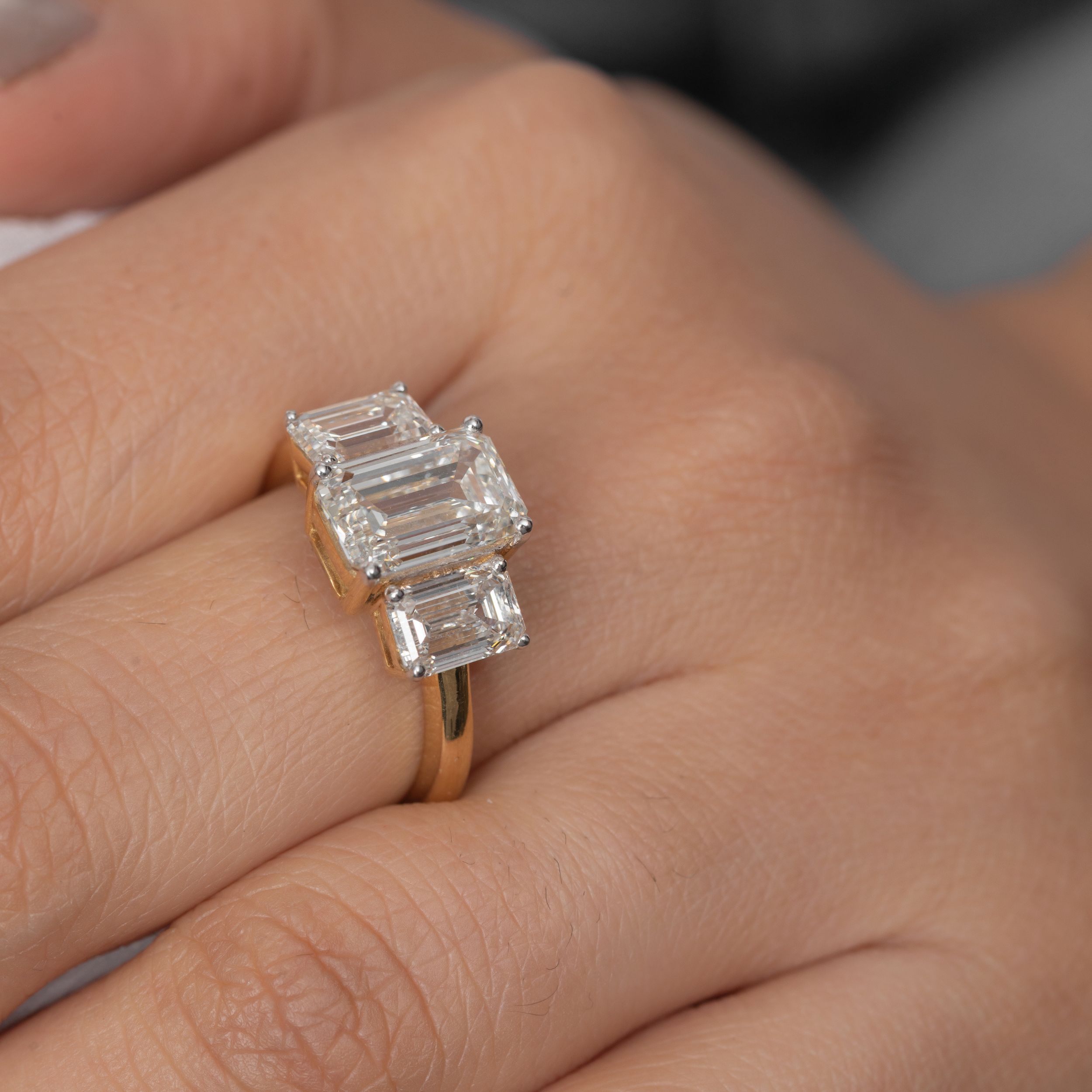 Three Stone Emerald Cut Ring