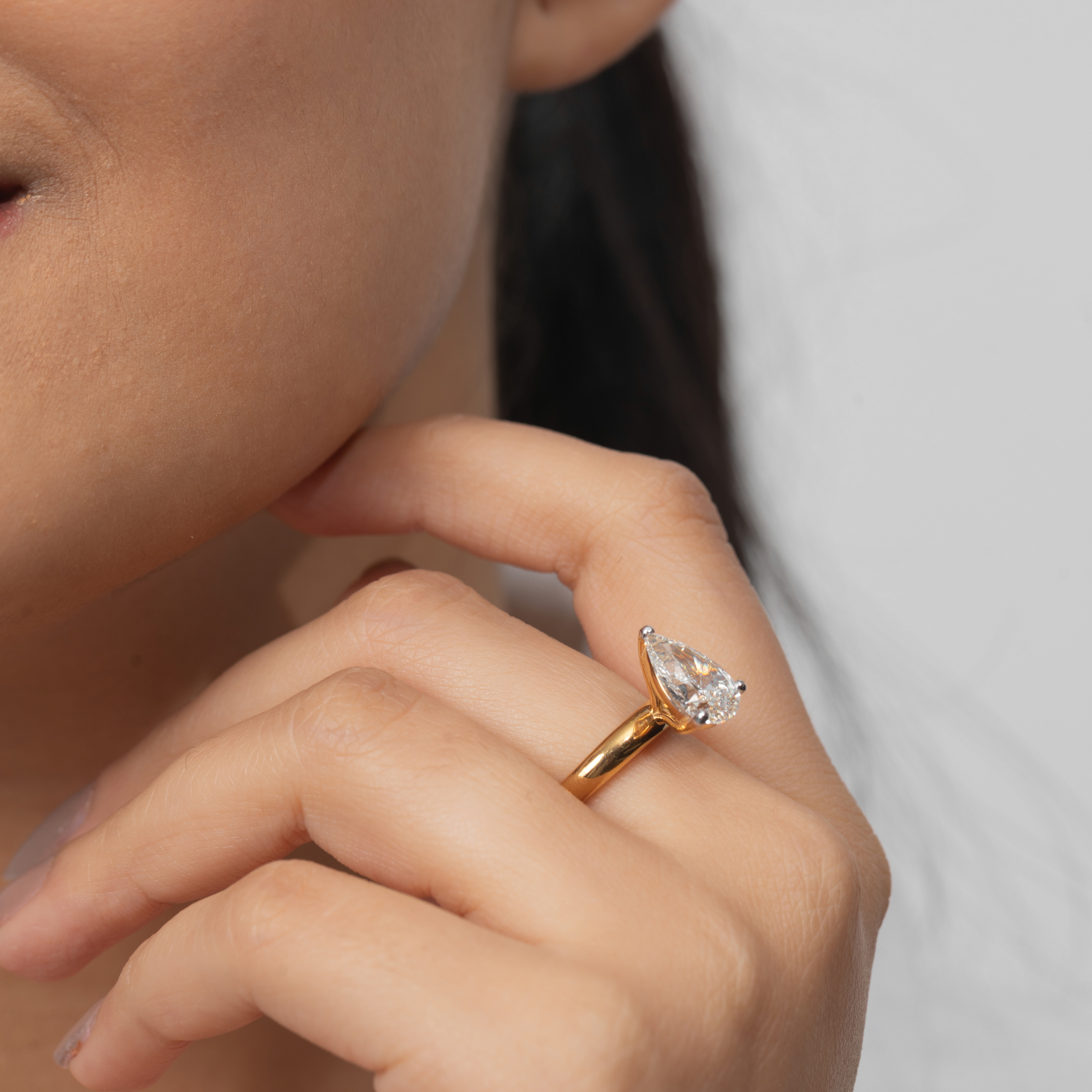 Classic Solitaire Pear Ring