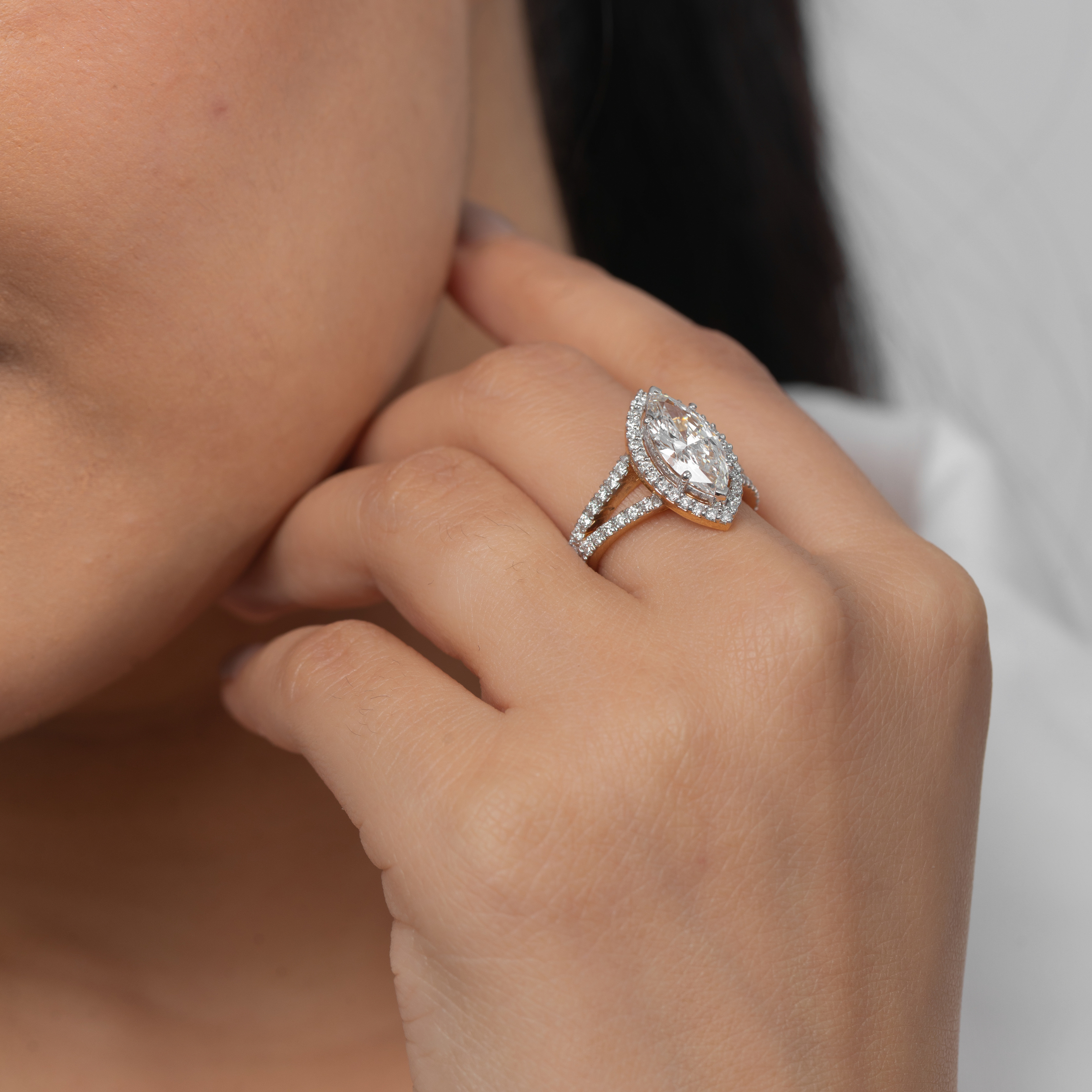 Open Marquise Halo Ring