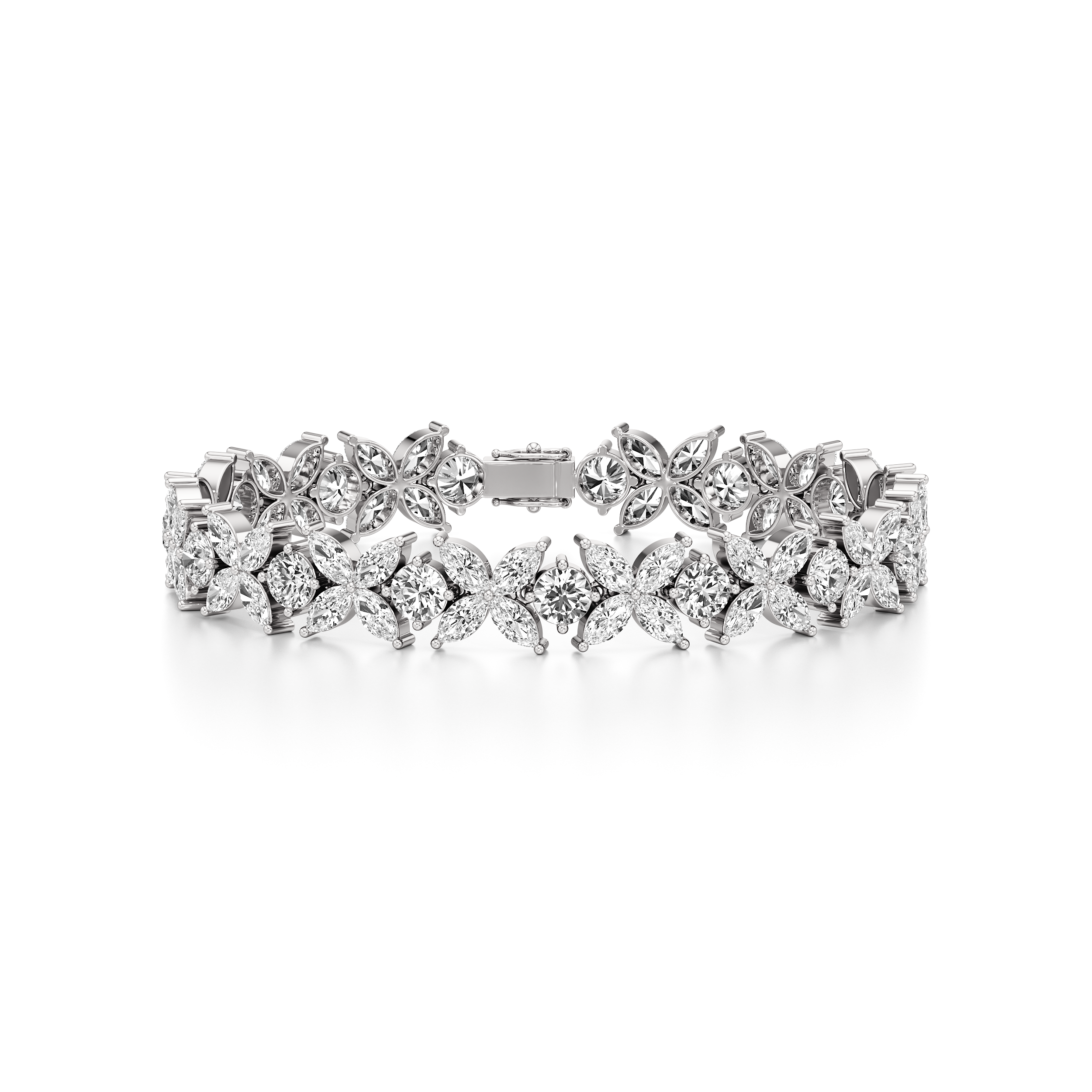 Flower Round Marquise Tennis Bracelet