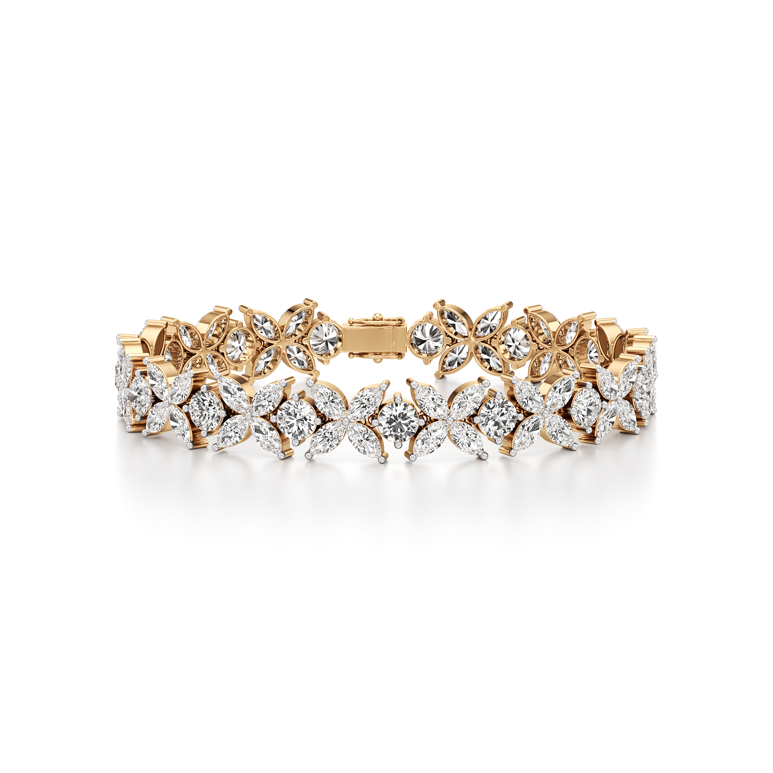 Flower Round Marquise Tennis Bracelet