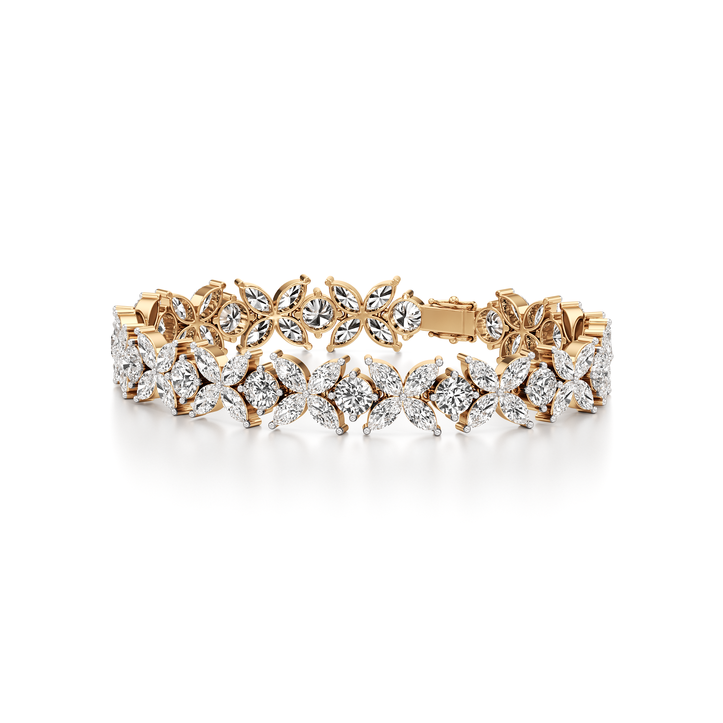 Flower Round Marquise Tennis Bracelet