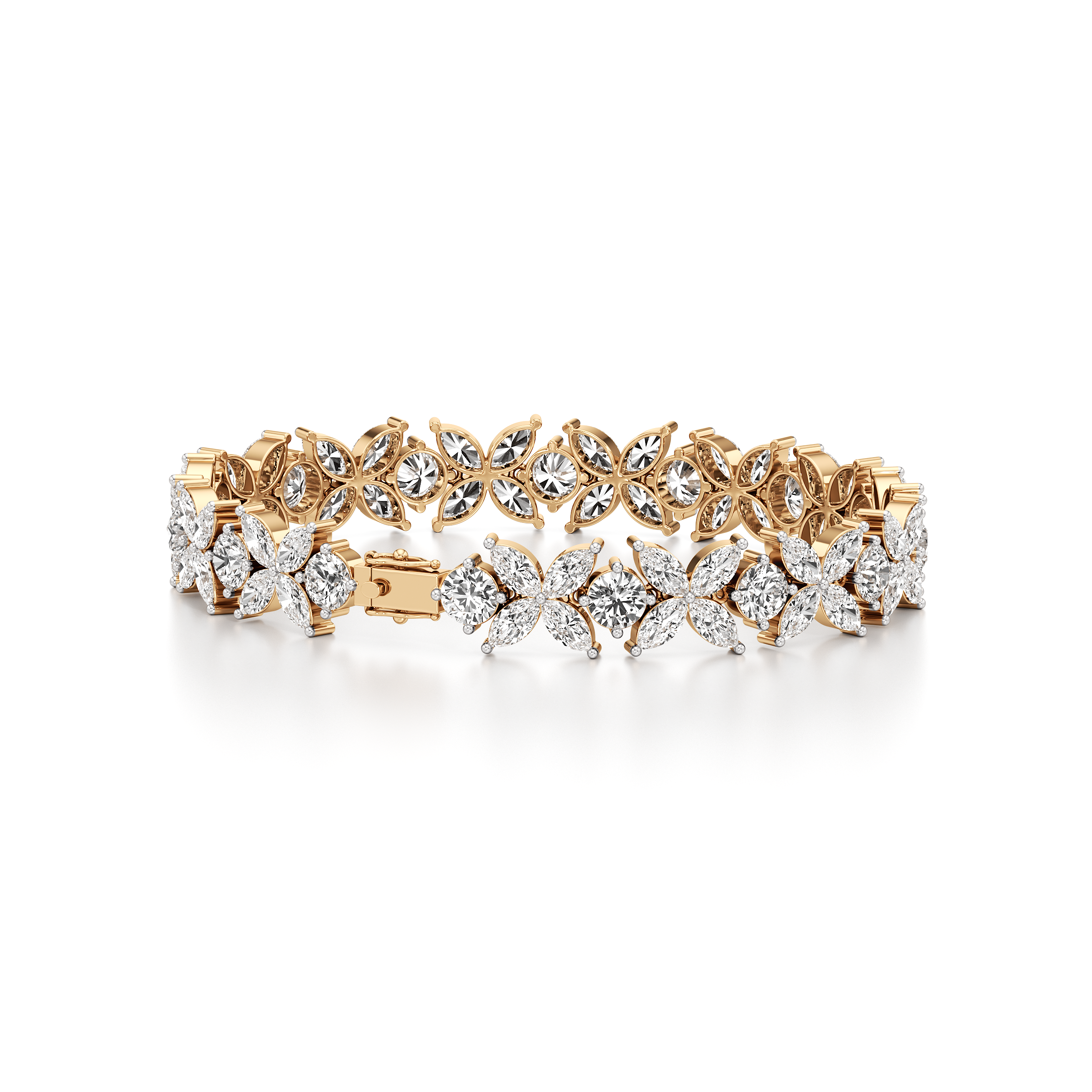 Flower Round Marquise Tennis Bracelet