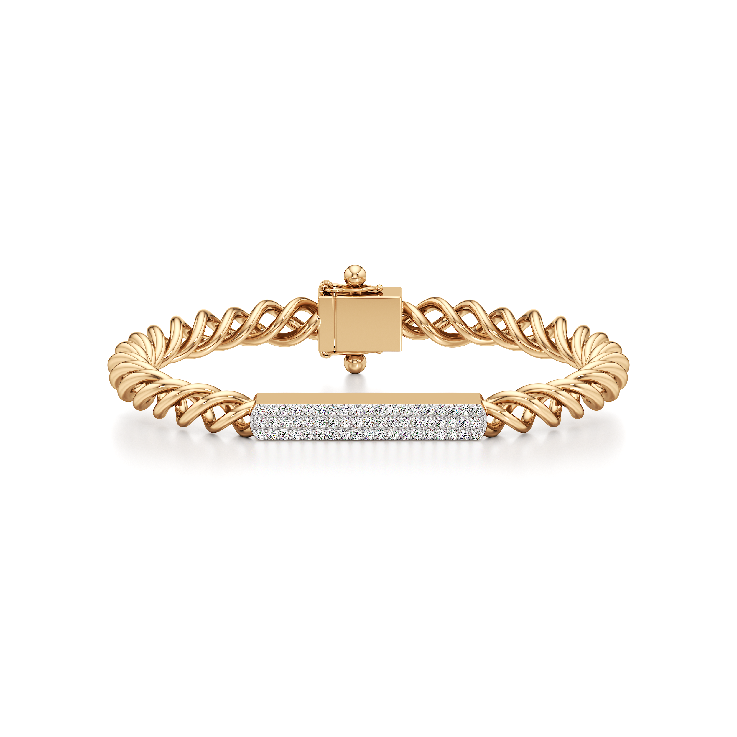 Pave Round Cuban Chain Men's Bracelet