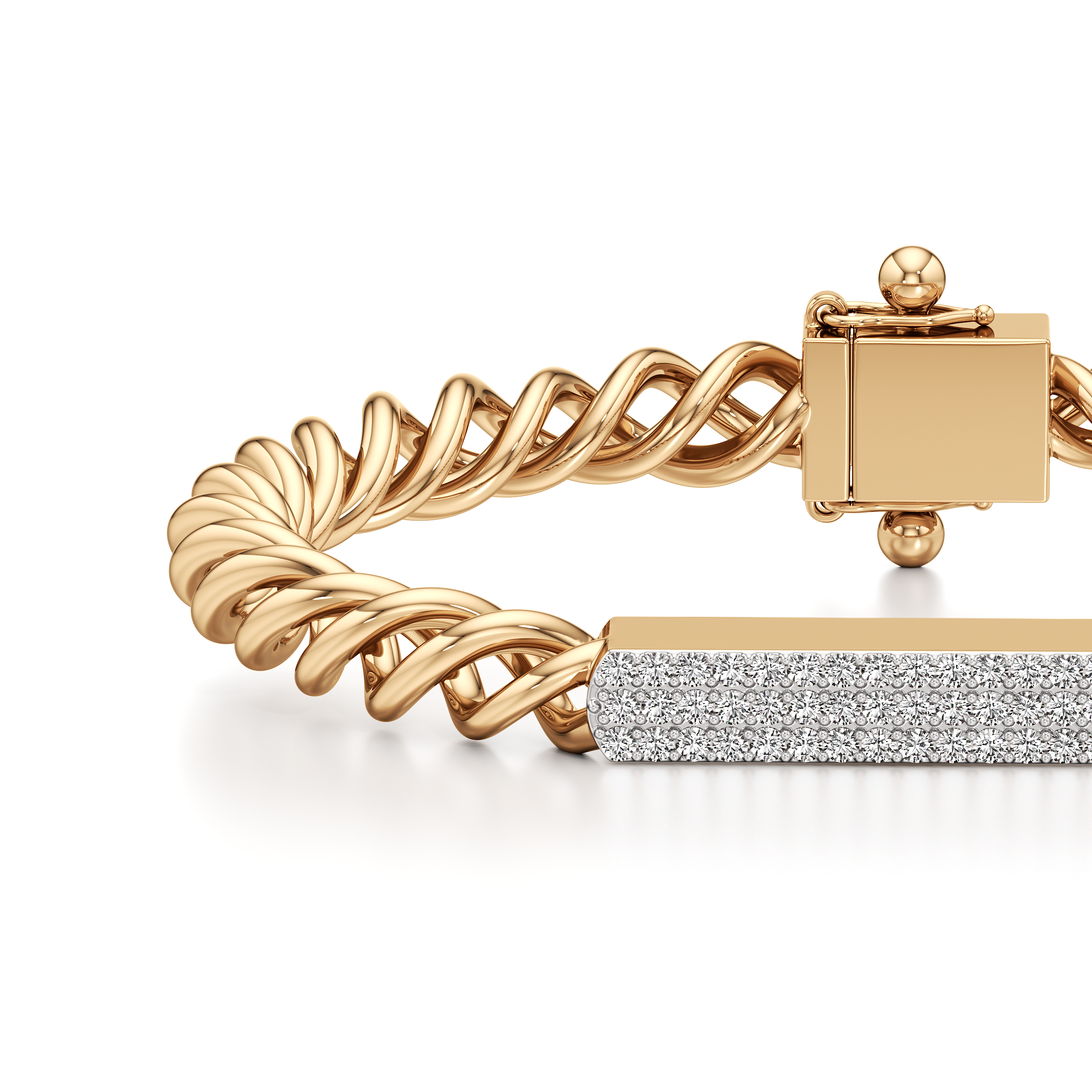 Pave Round Cuban Chain Men's Bracelet