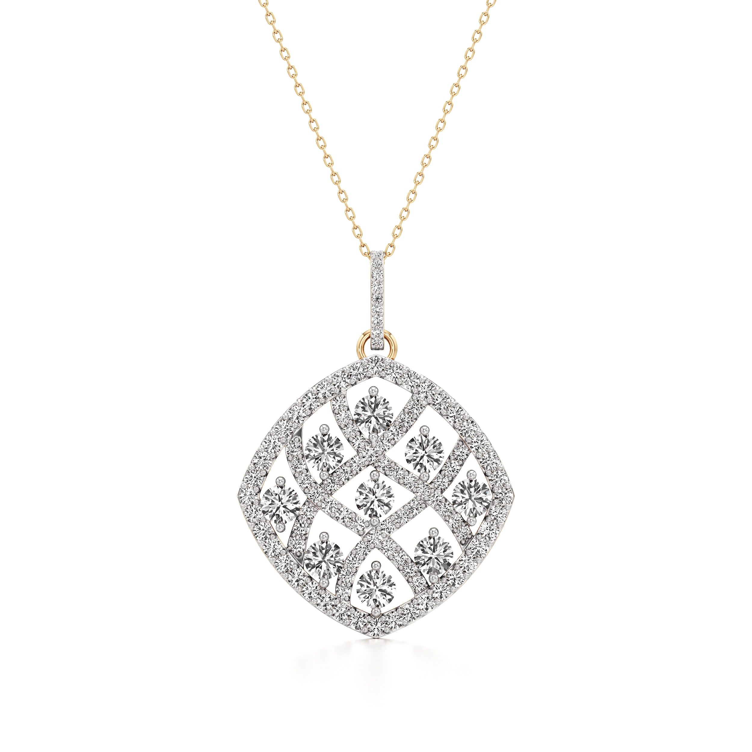 Latticework Round Diamond Pendant