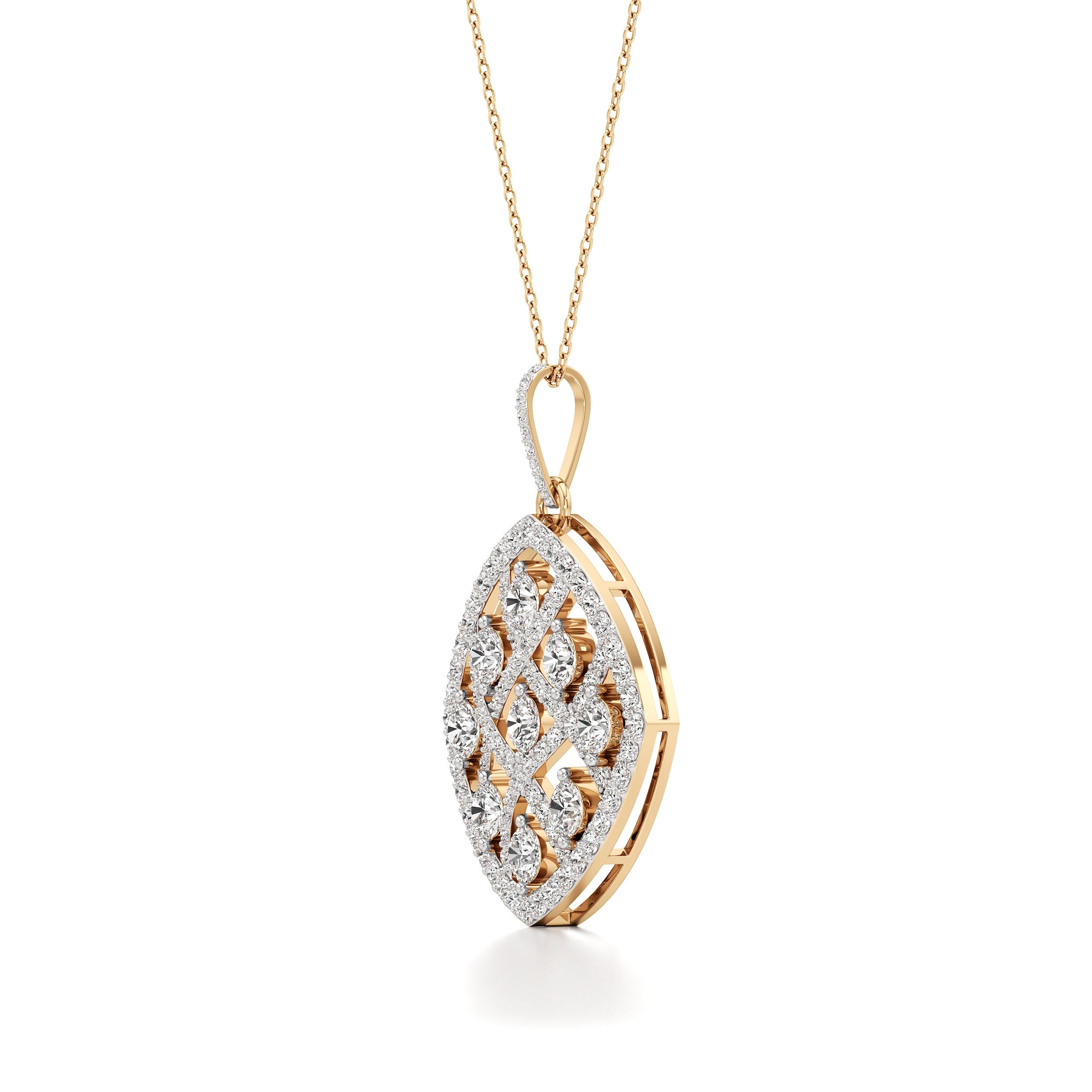 Latticework Round Diamond Pendant