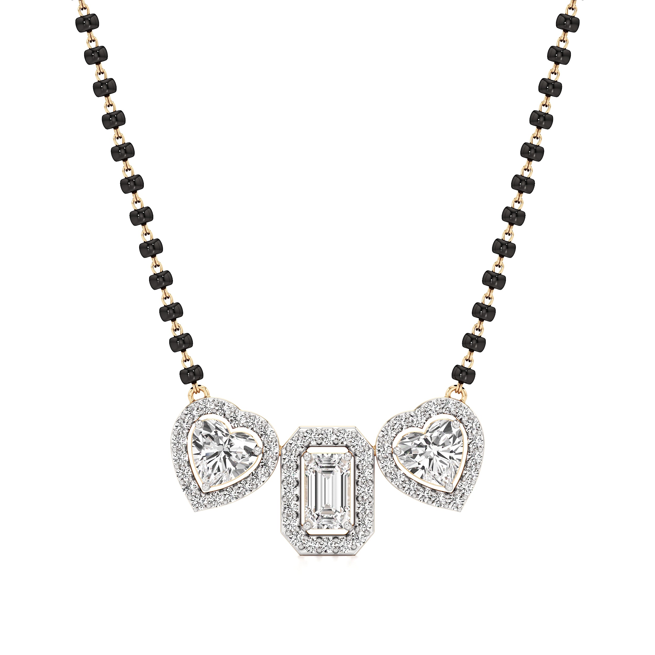 Heart & Emerald Trinity Mangalsutra
