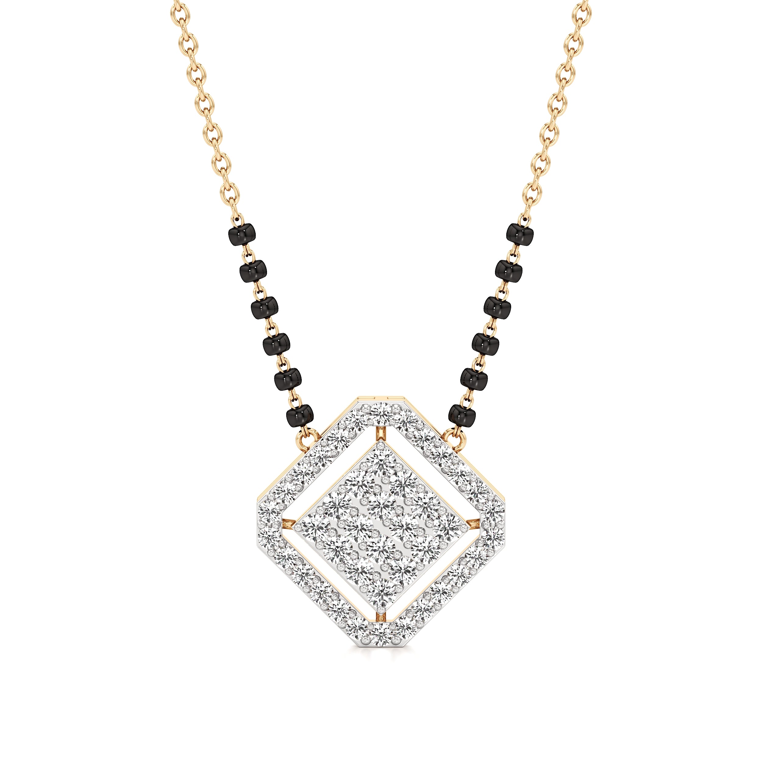 Square Halo Diamond Mangalsutra