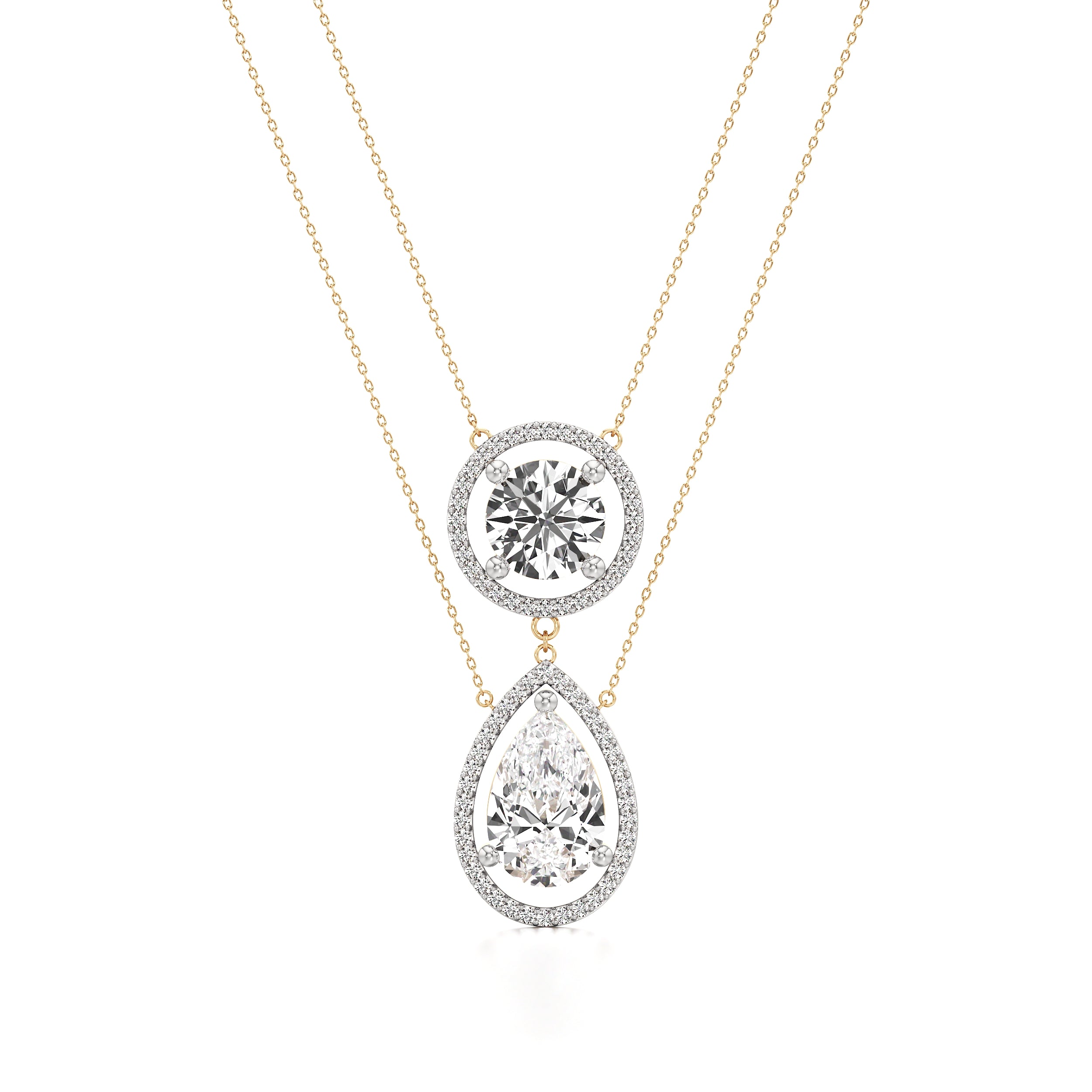 Double Layer Diamond Chain Pendant