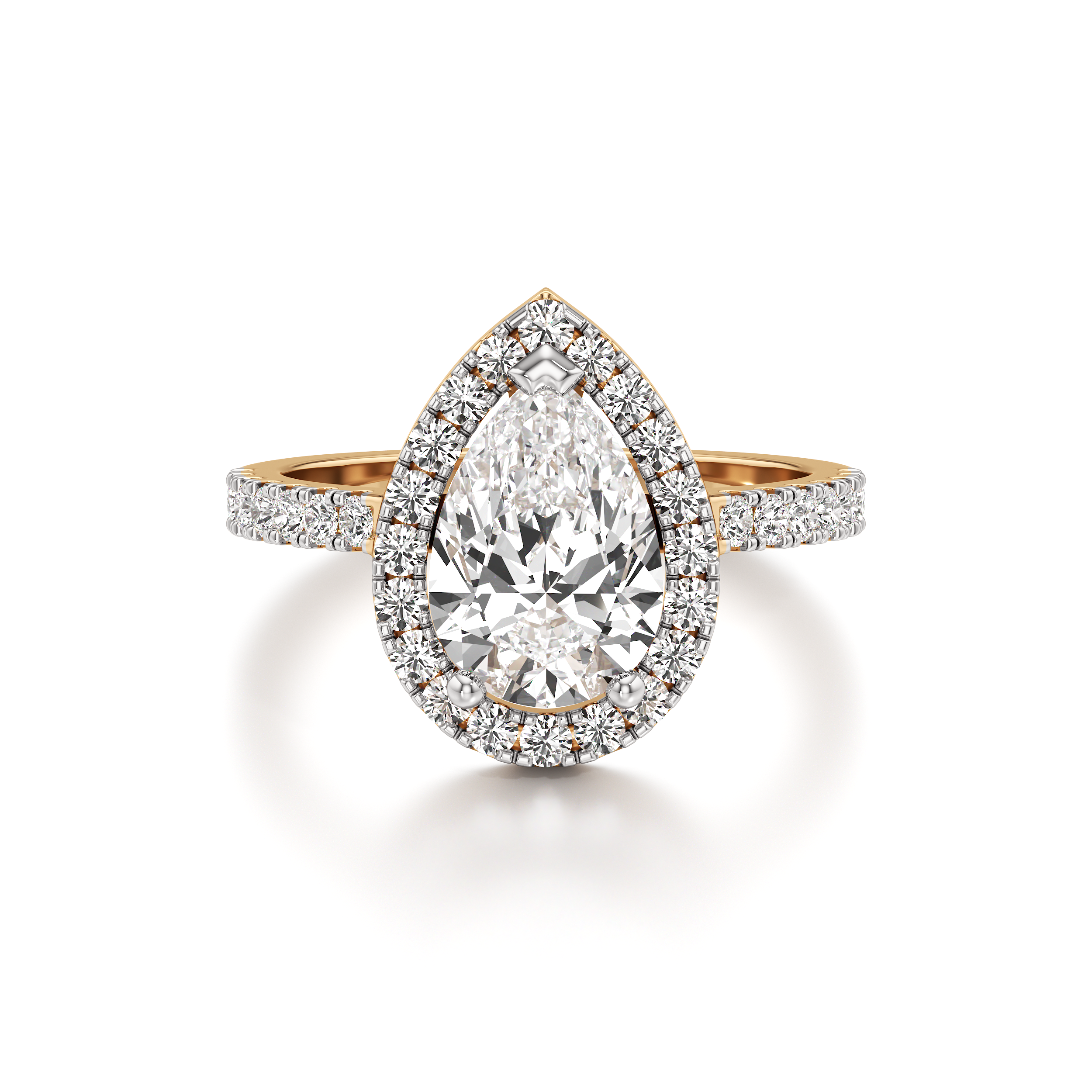 Halo Solitaire Pear Ring