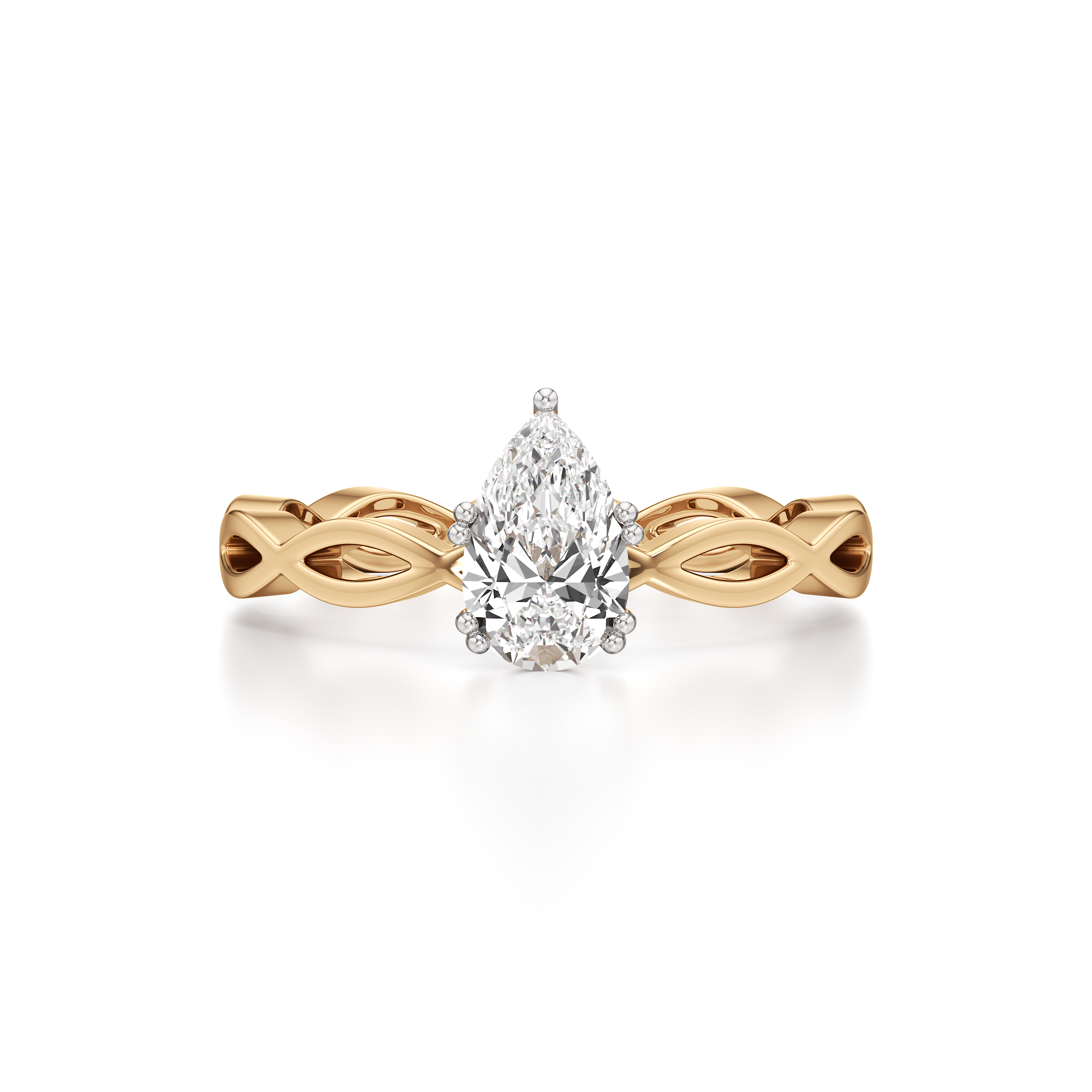 Solitaire Pear Loop Band Ring