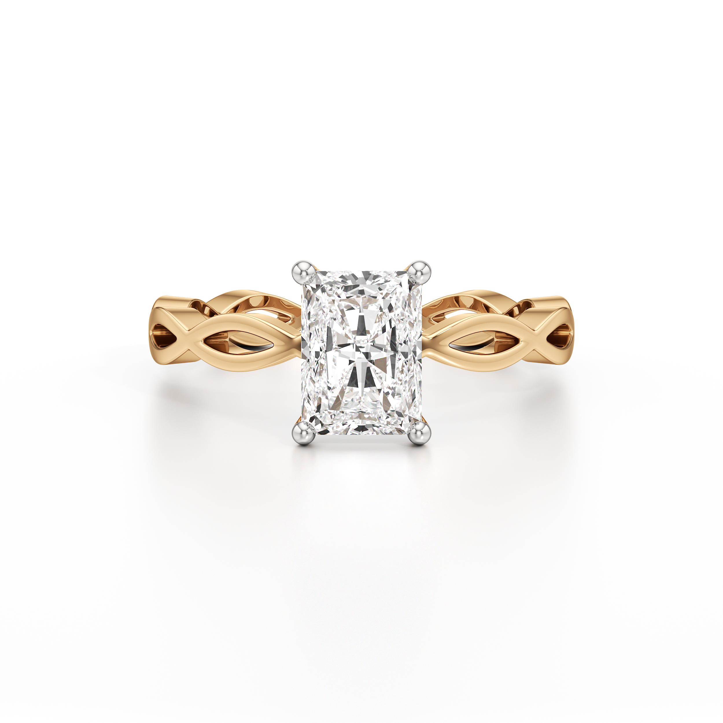 Twisted Solitaire Radiant Ring