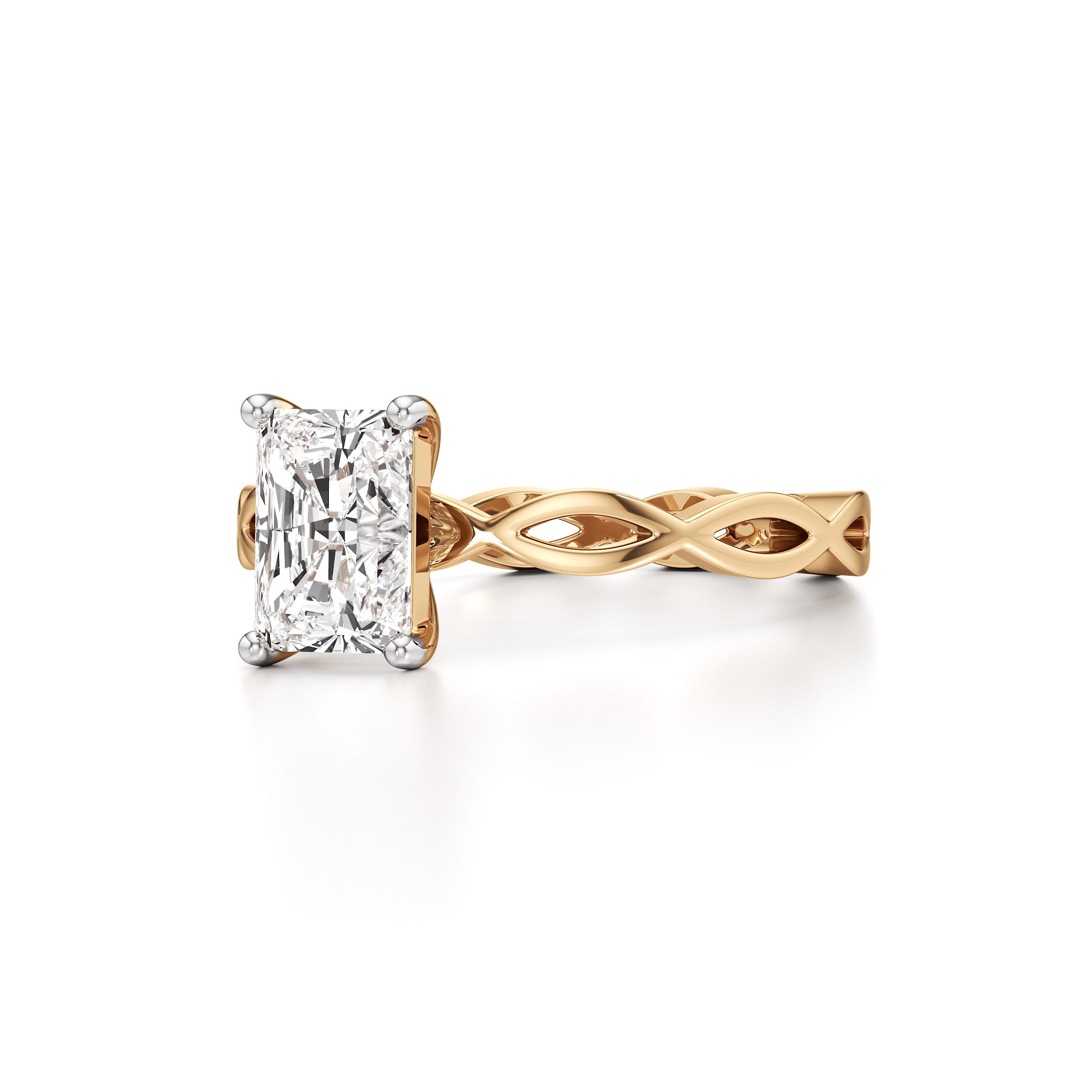Twisted Solitaire Radiant Ring