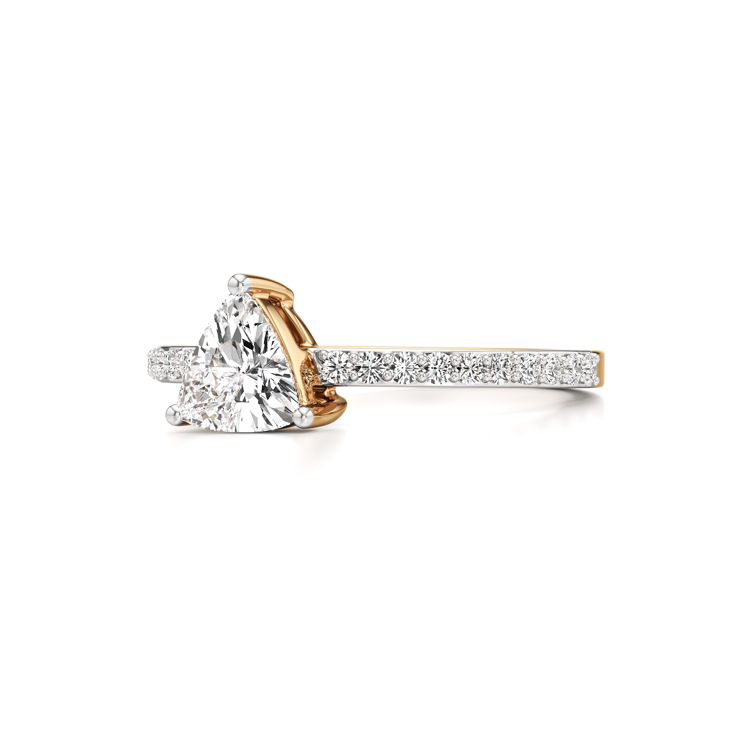 Bedazzled Solitaire Triangle Ring