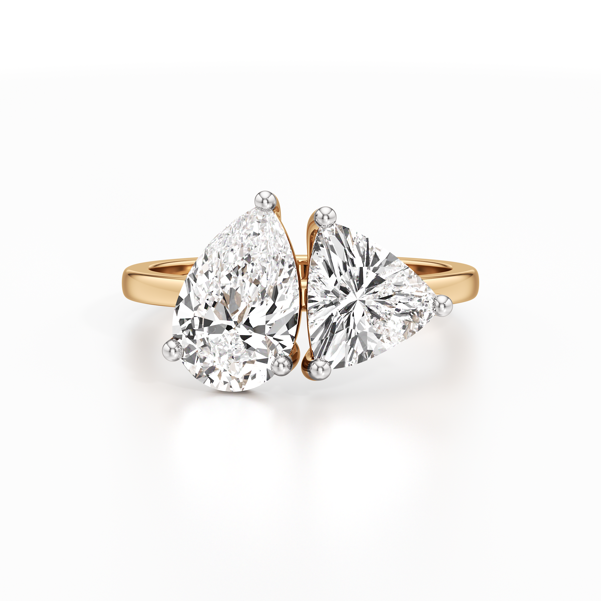 Triangle and Pear Toi et Moi Ring