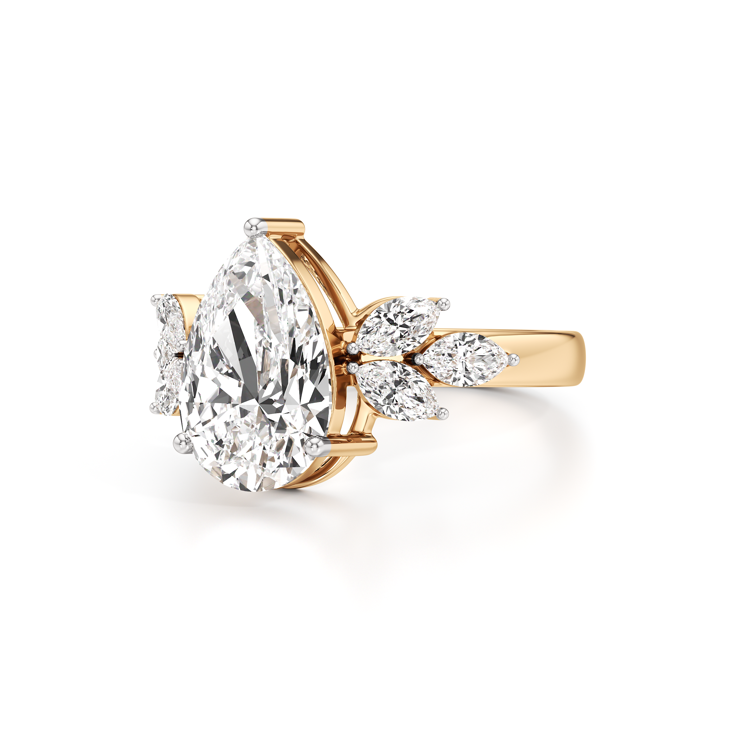 Flower Hugging Marquise Ring