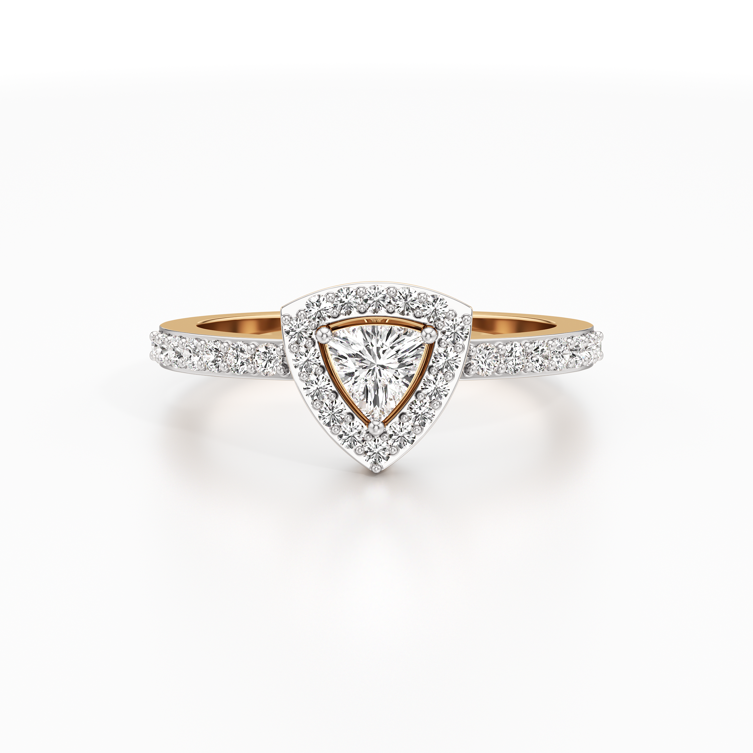 Bedazzled Halo Triangle Ring